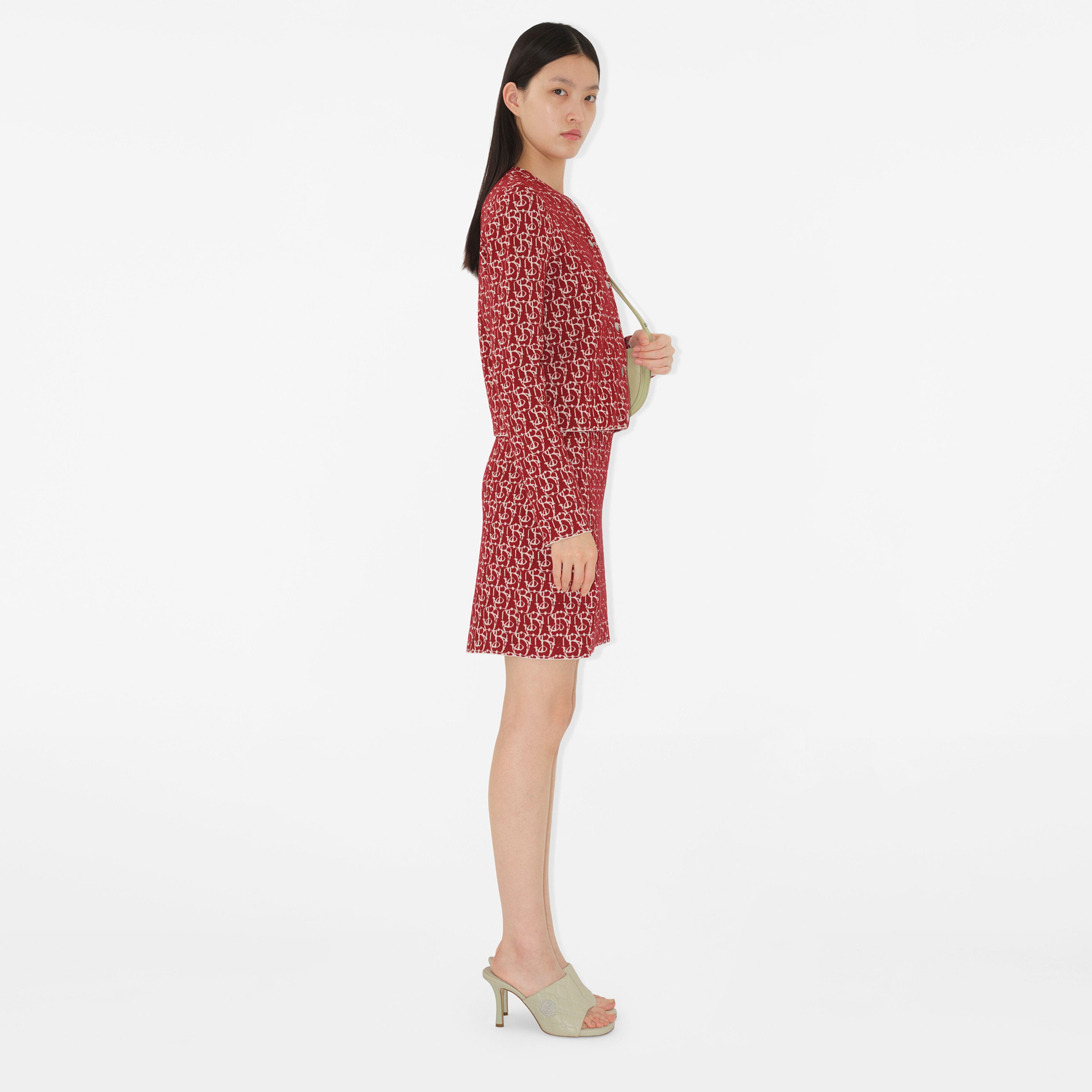 Burberry Lny Pai Charm Woollend Kadın Kırmızı Etek