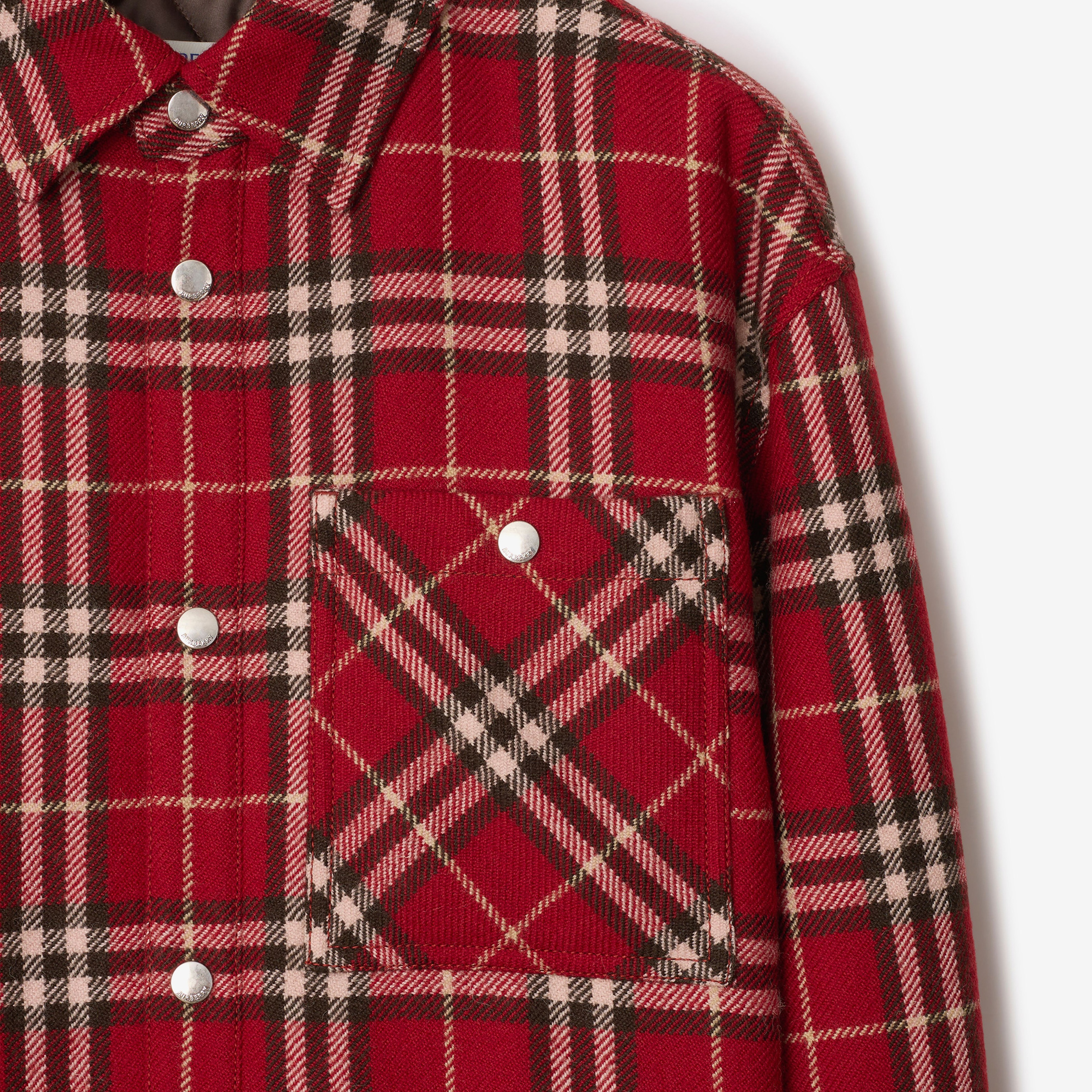 Burberry Lny25 Giu Wool Overshirt Erkek Kırmızı Mont
