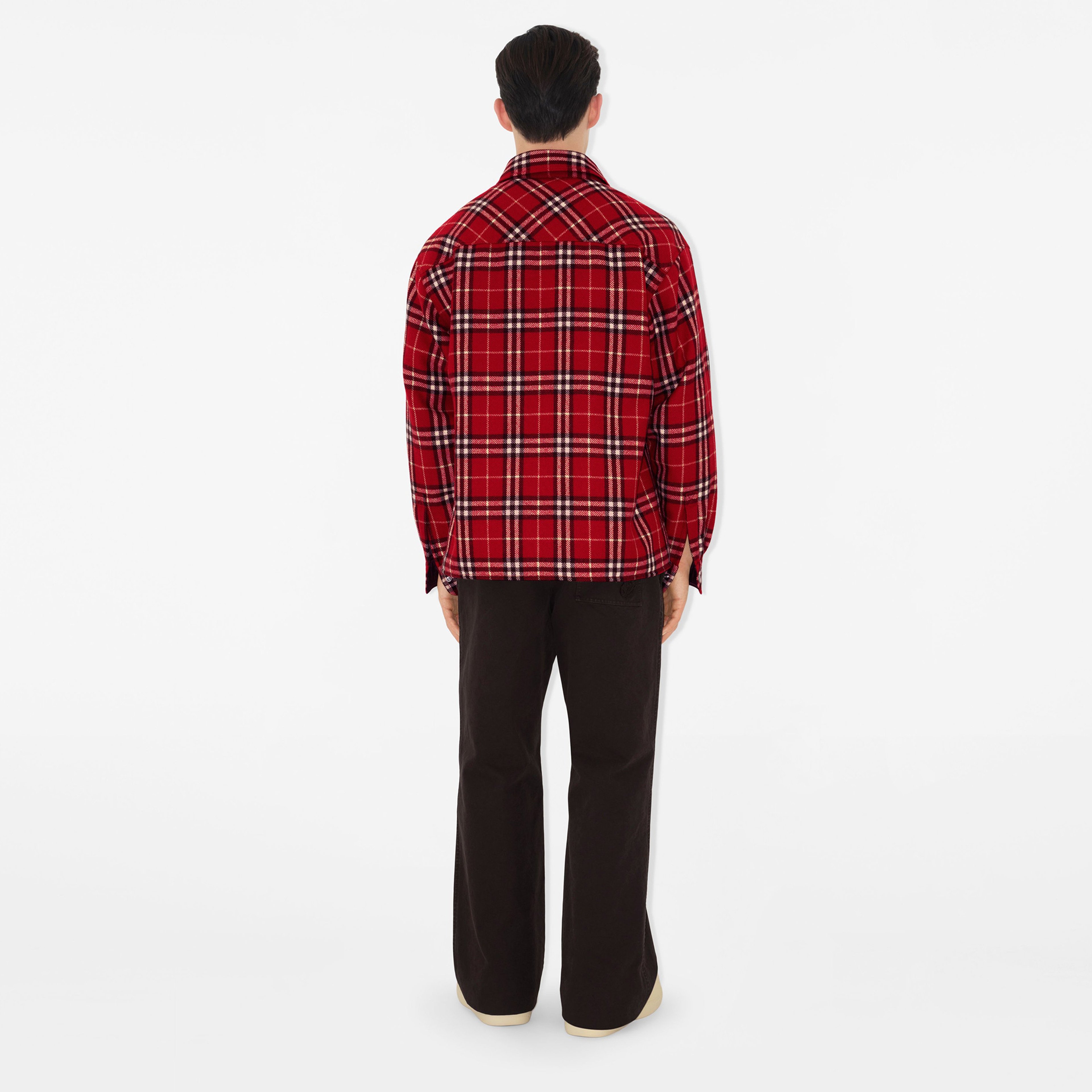 Burberry Lny25 Giu Wool Overshirt Erkek Kırmızı Mont