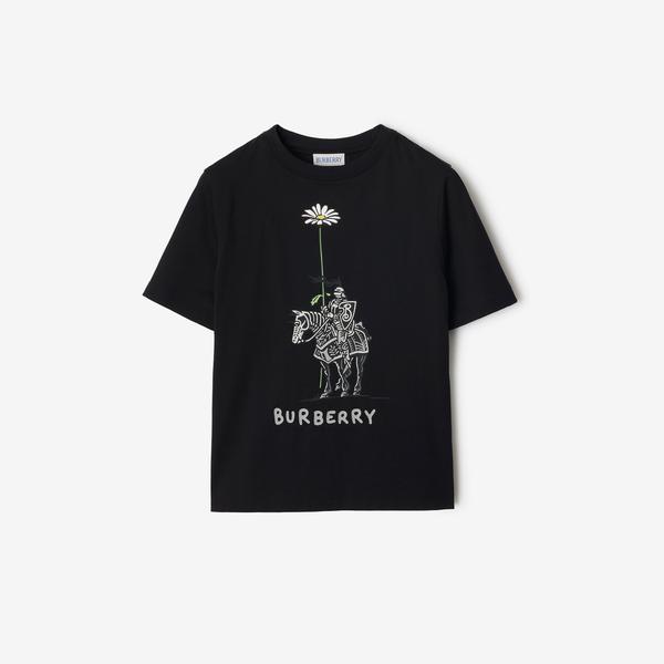 Burberry Cedar Knight Daisy Cotton Çocuk Siyah T-Shirt