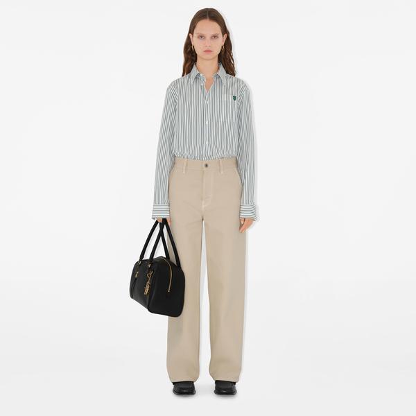 Burberry Striped Cotton Kadın Beyaz Gömlek