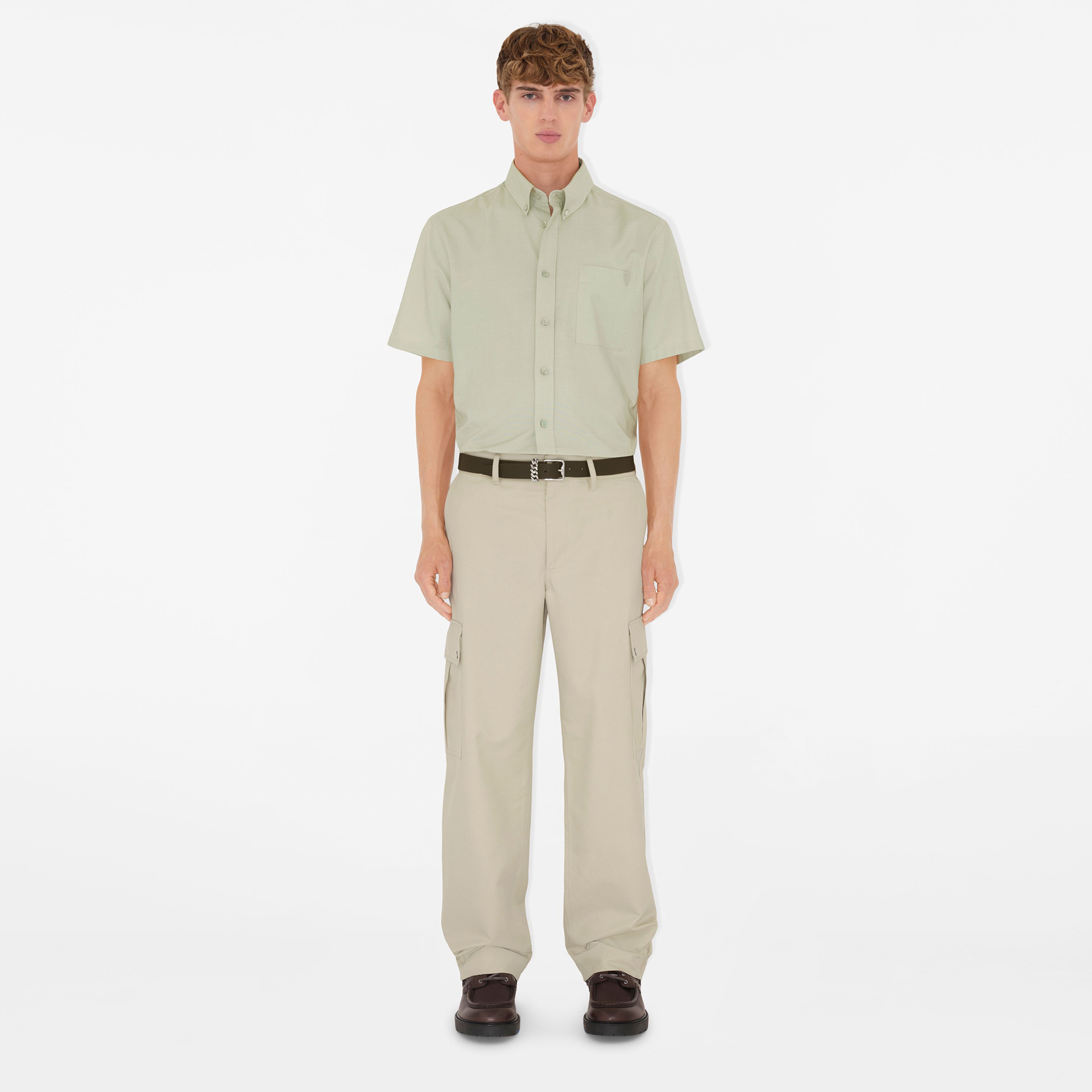 Burberry Relaxed Fit Cotton Oxford Erkek Krem Gömlek