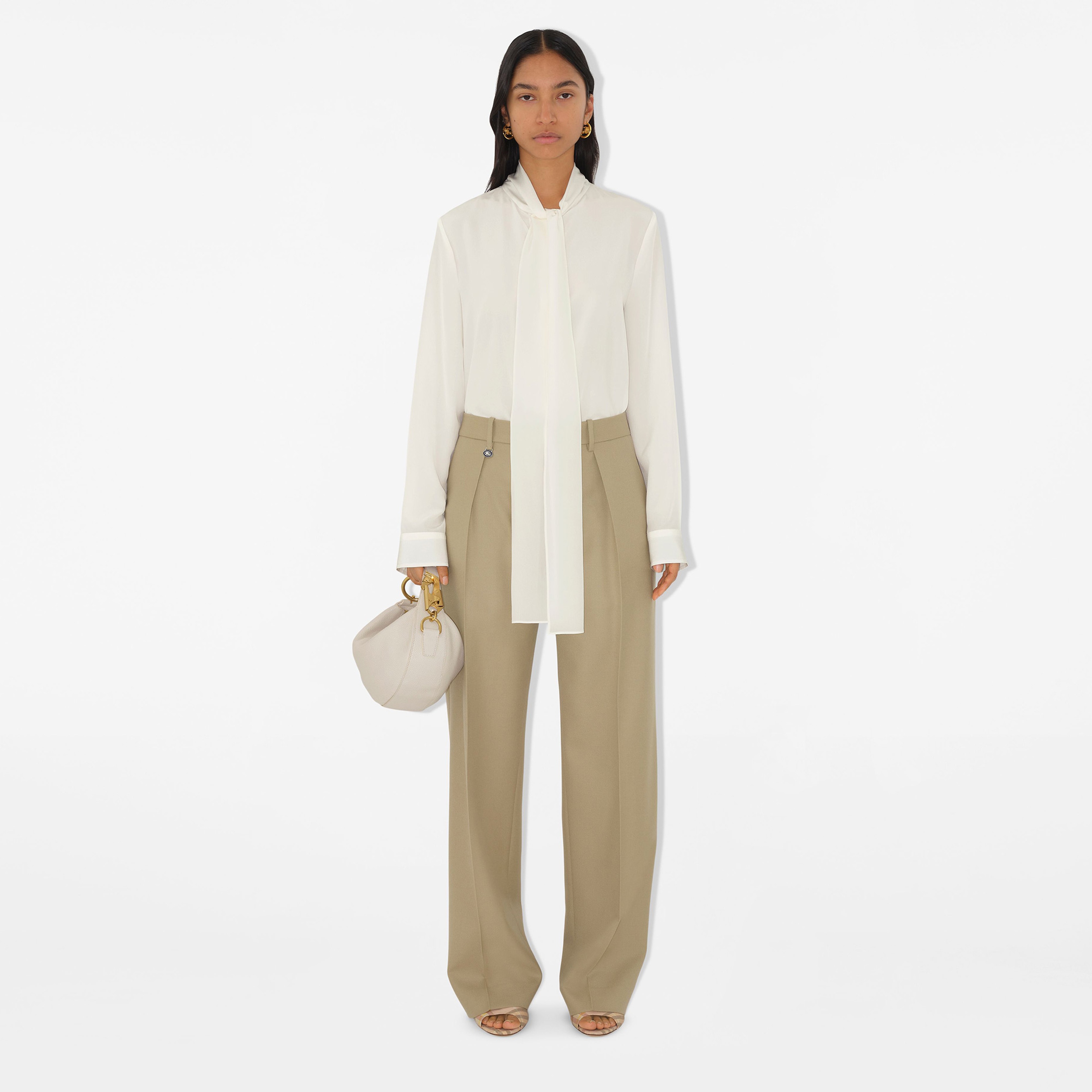 Burberry Ros Silk Blouse Kadın Beyaz Gömlek