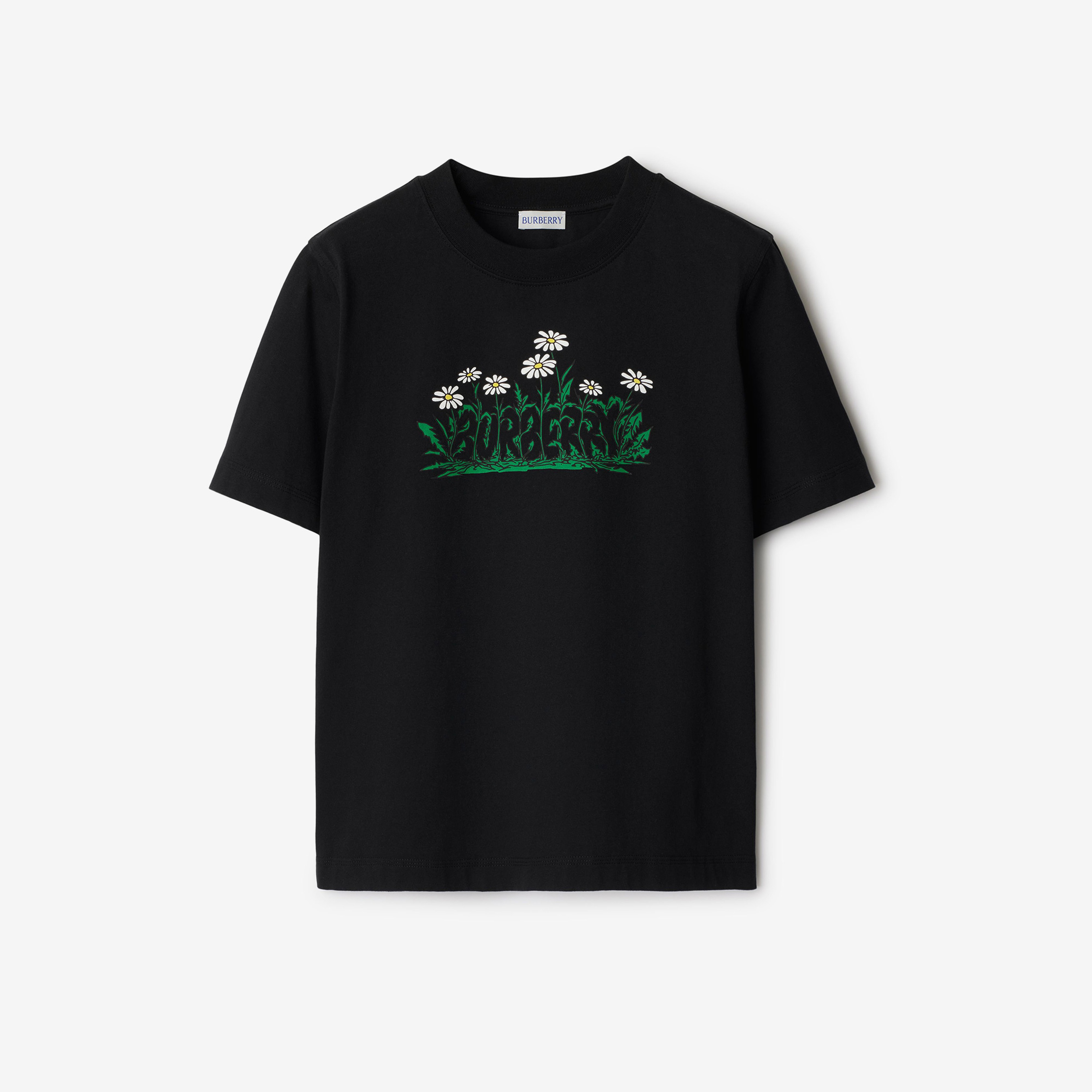 Burberry For Daisy Logo Cotton Kadın Siyah T-Shirt