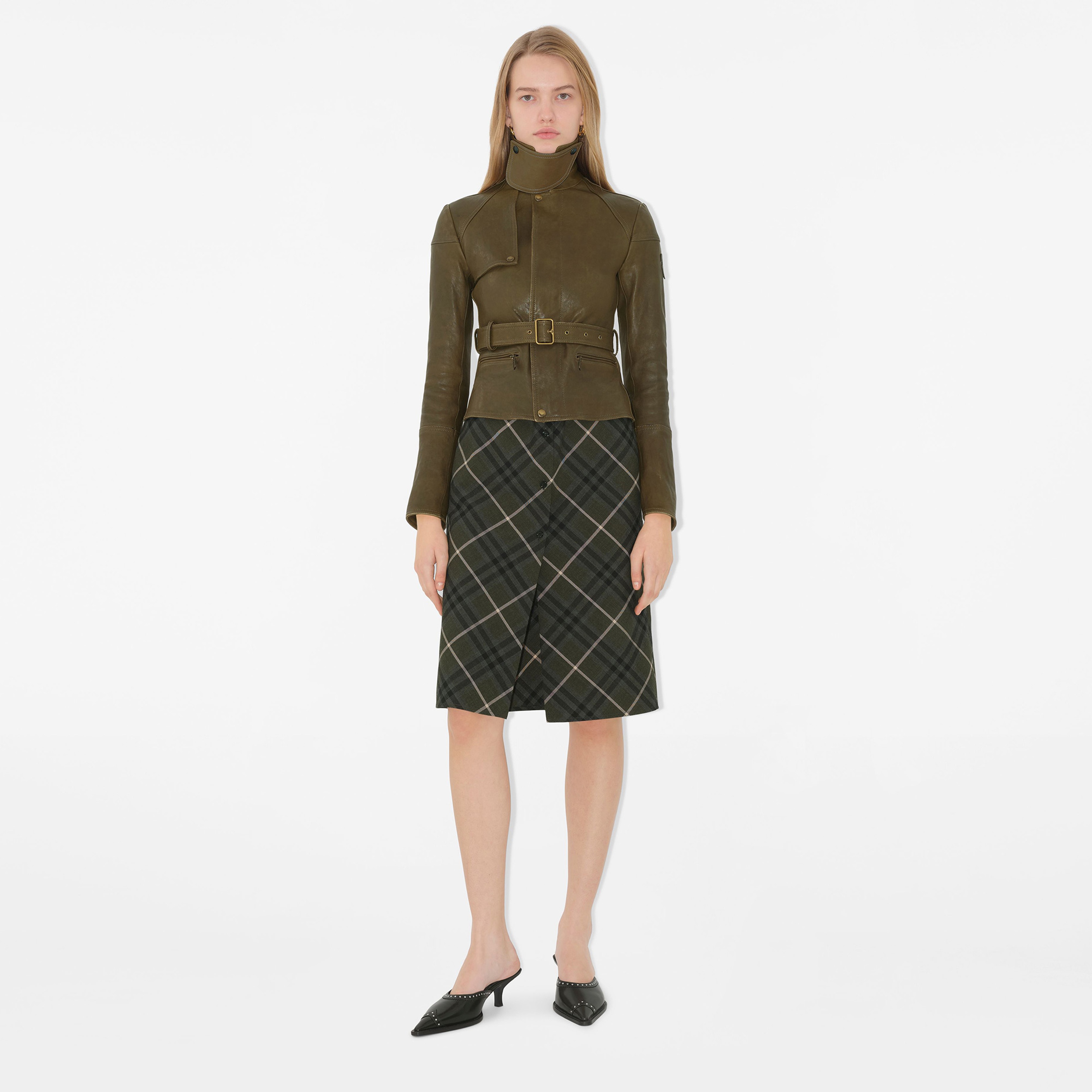 Burberry Studded Leather Bird Mules Kadın Haki Topuklu Terlik