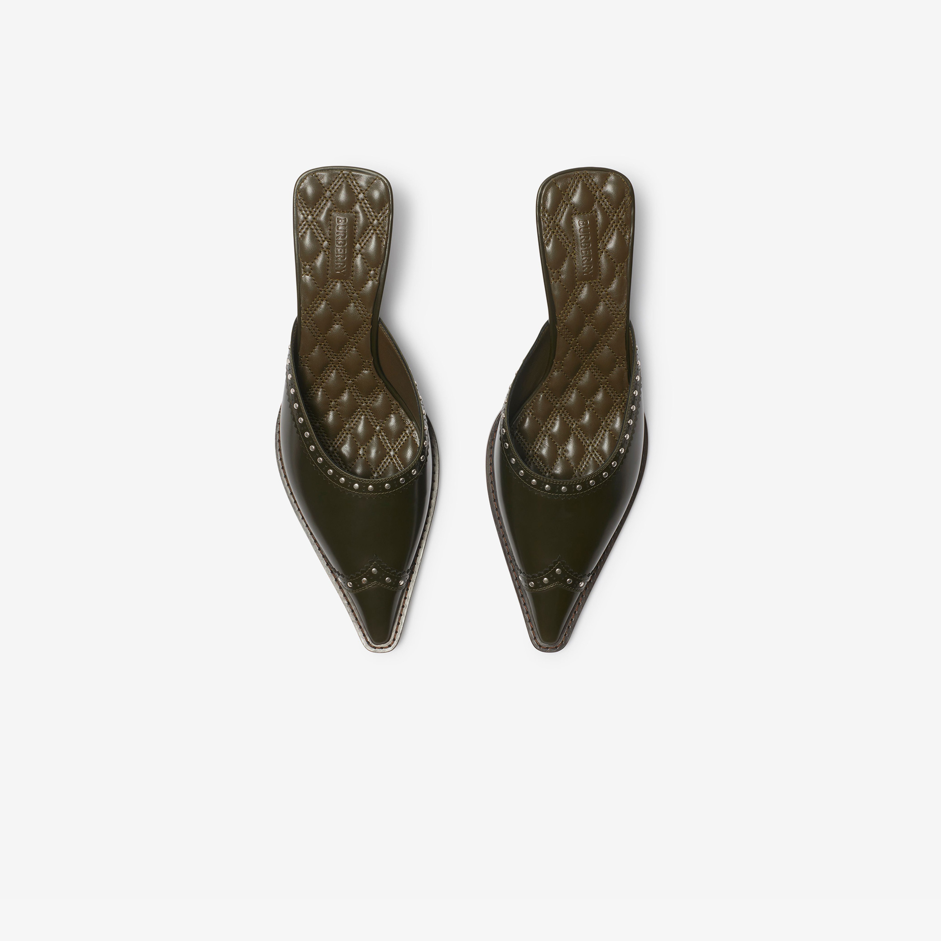 Burberry Studded Leather Bird Mules Kadın Haki Topuklu Terlik