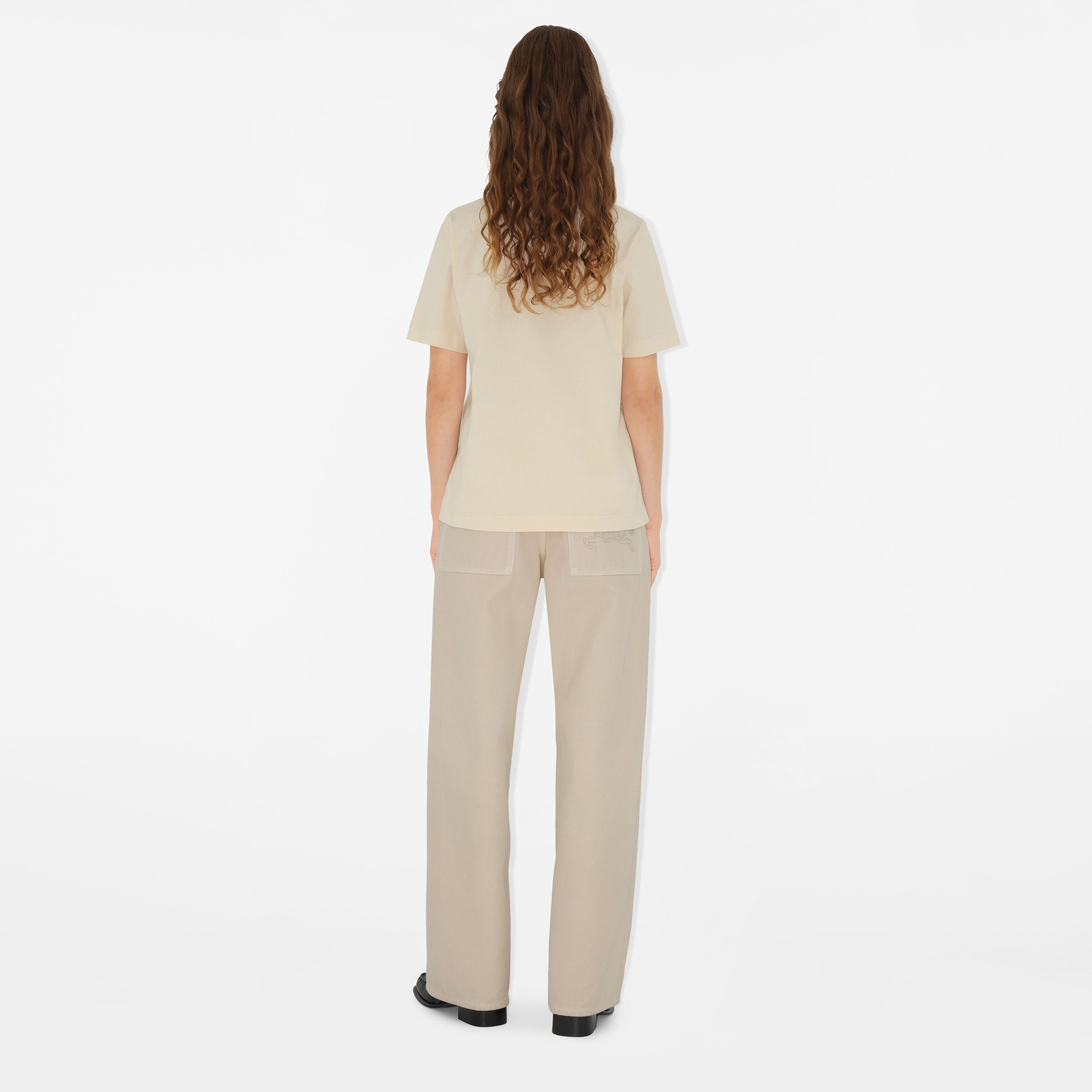 Burberry For Daisy Logo Cotton Kadın Krem T-Shirt