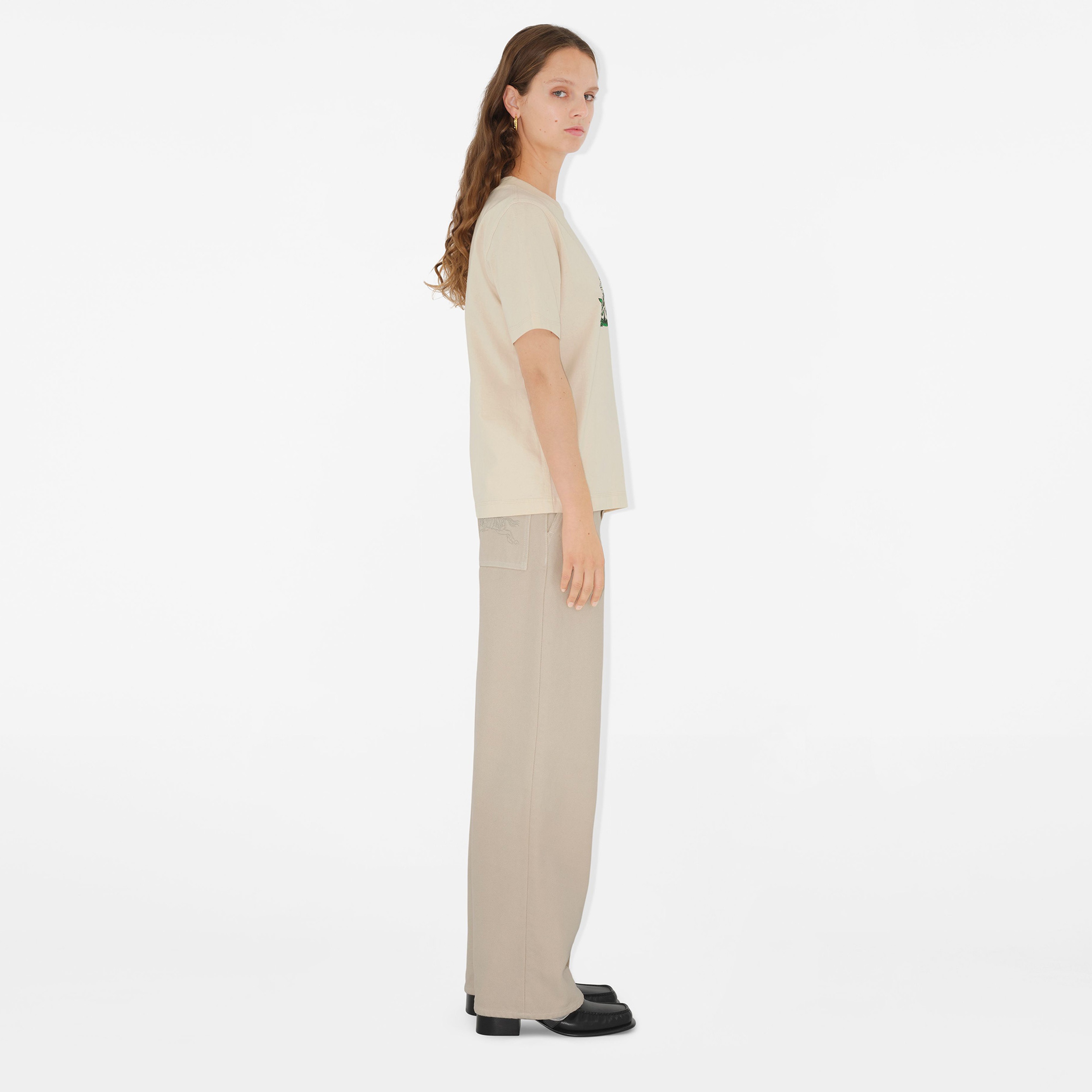 Burberry For Daisy Logo Cotton Kadın Krem T-Shirt