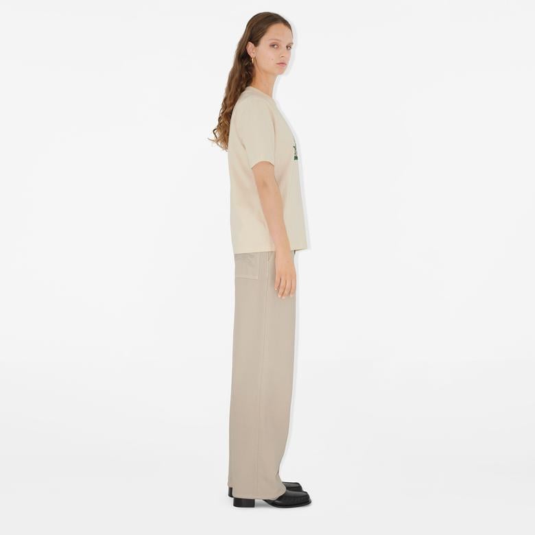Burberry For Daisy Logo Cotton Kadın Krem T-Shirt