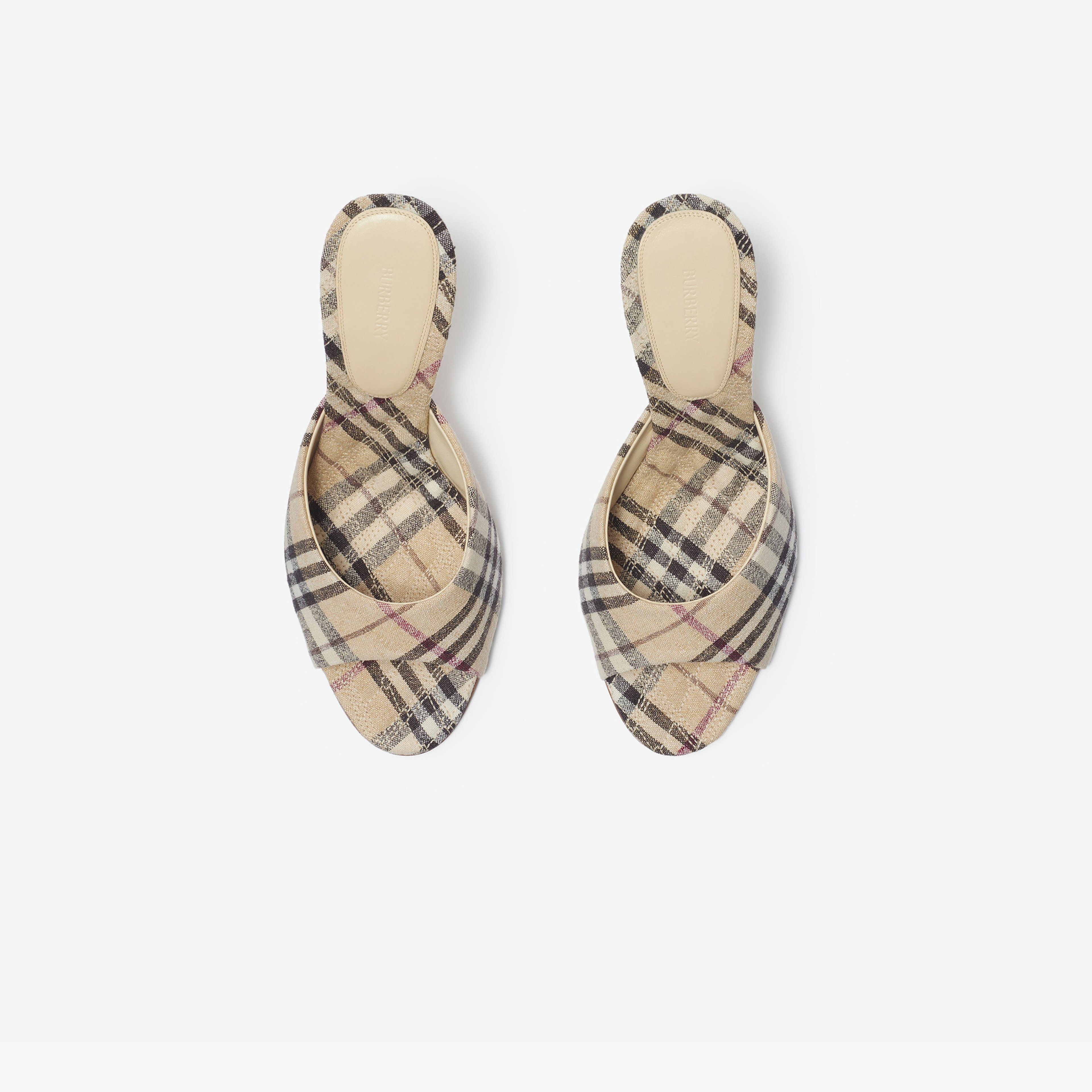 Burberry Linen Blend Mews High Mules Kadın Krem Topuklu Terlik