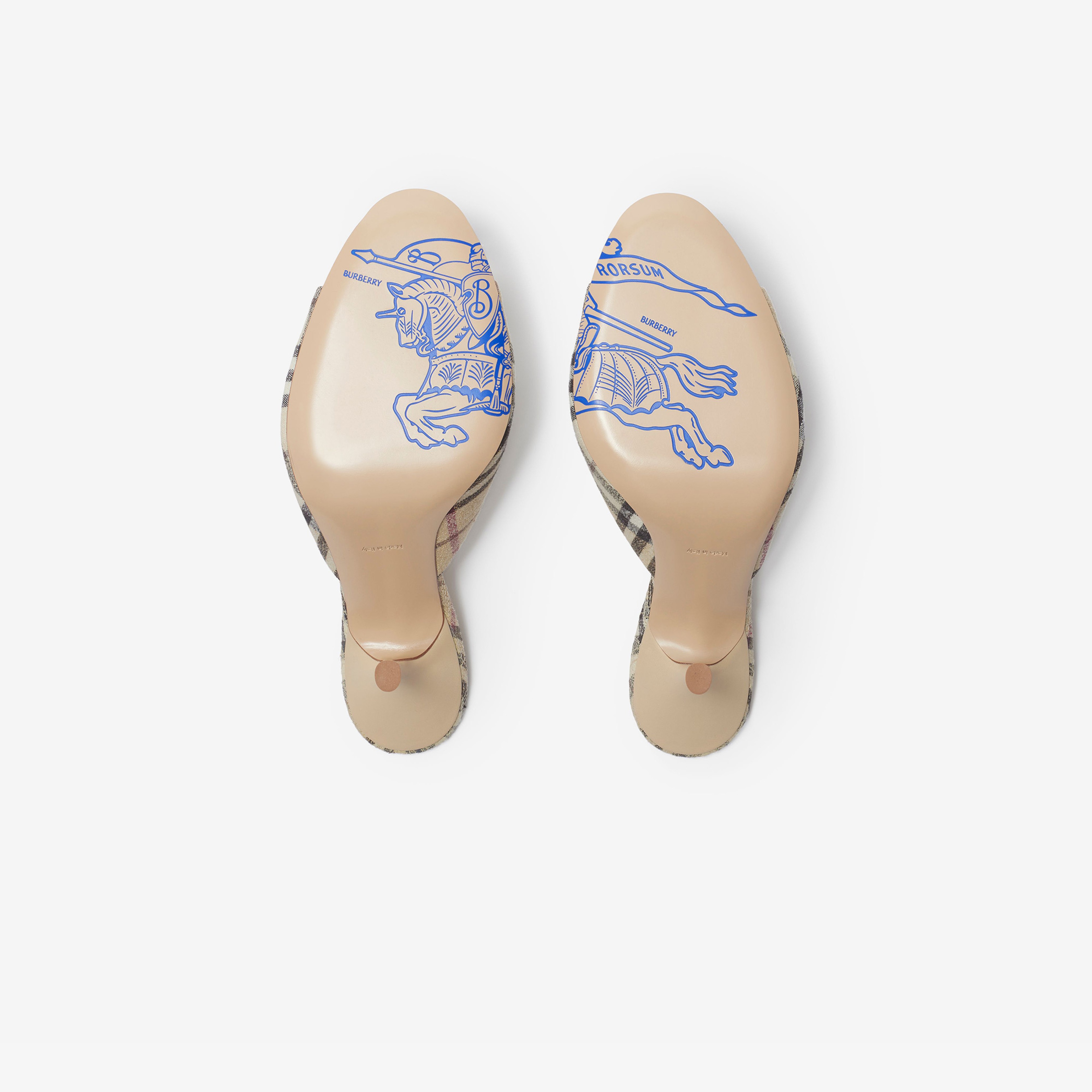 Burberry Linen Blend Mews High Mules Kadın Krem Topuklu Terlik