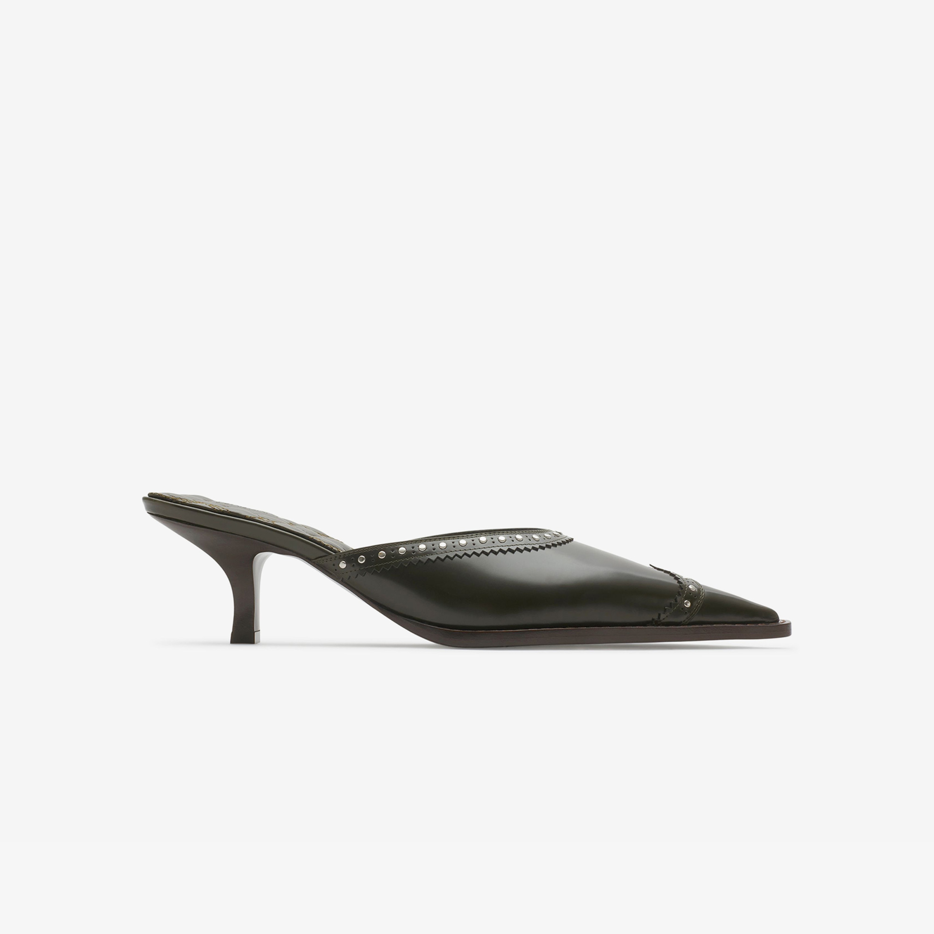 Burberry Studded Leather Bird Mules Kadın Haki Topuklu Terlik