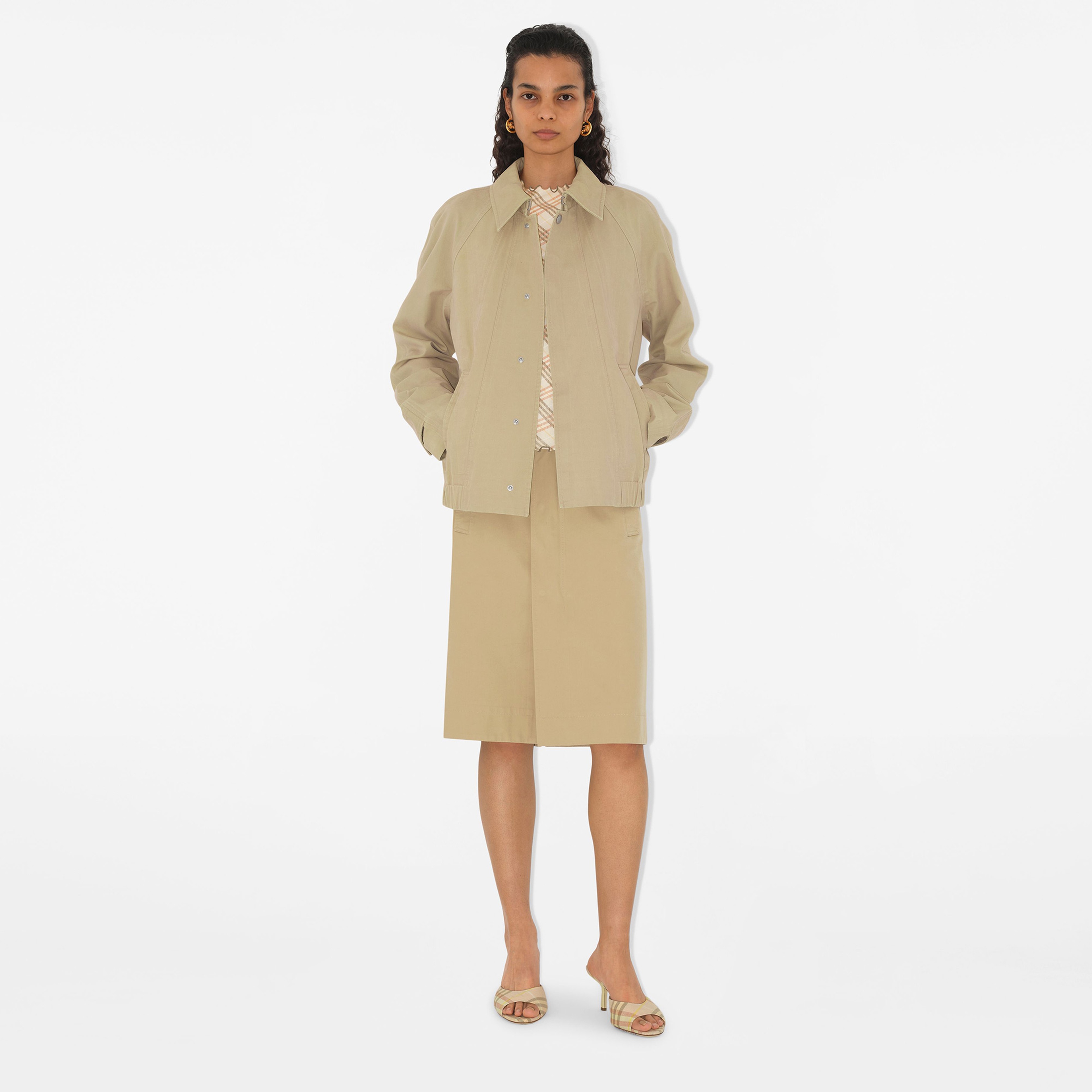 Burberry Tec Cotton Midi Kadın Bej Etek