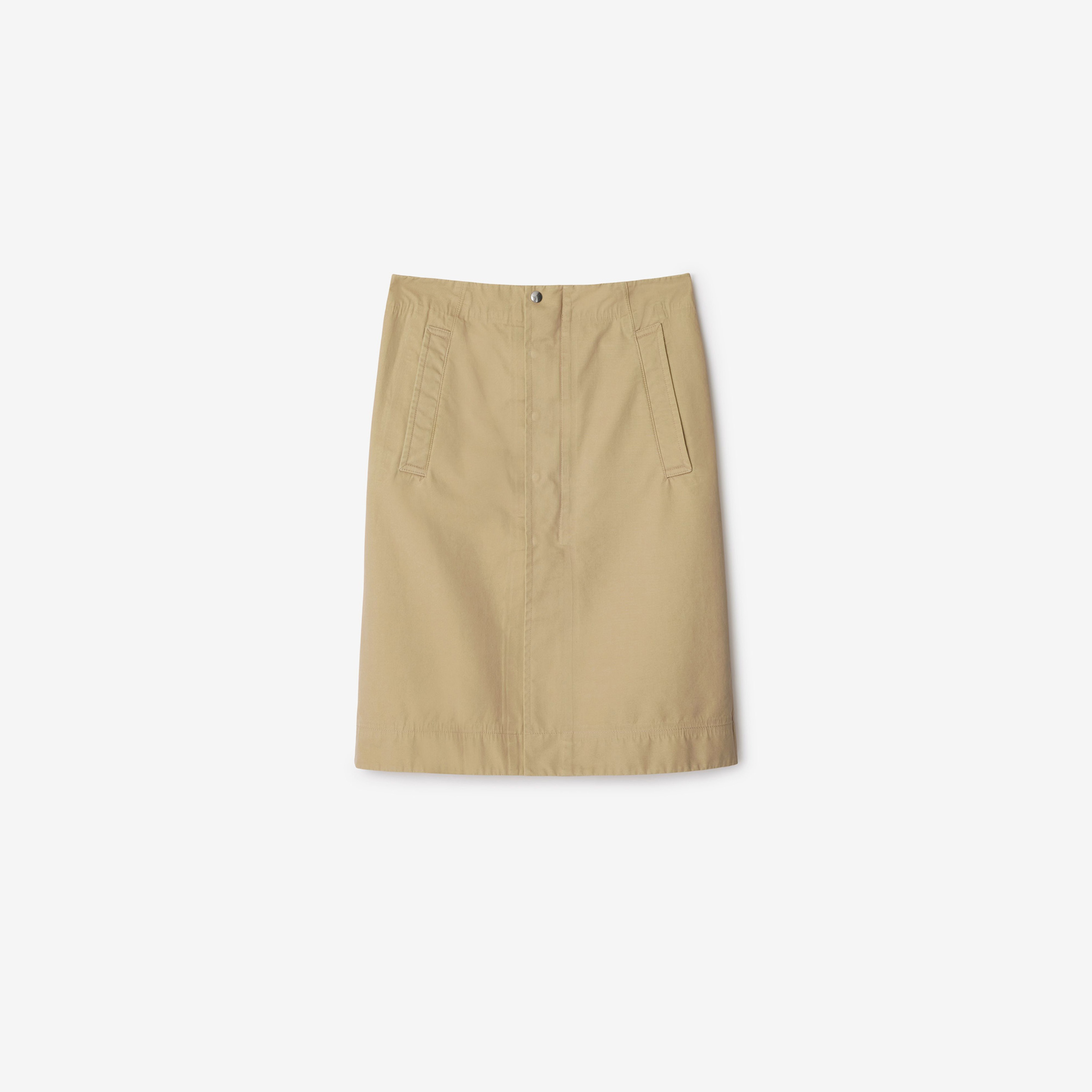 Burberry Tec Cotton Midi Kadın Bej Etek