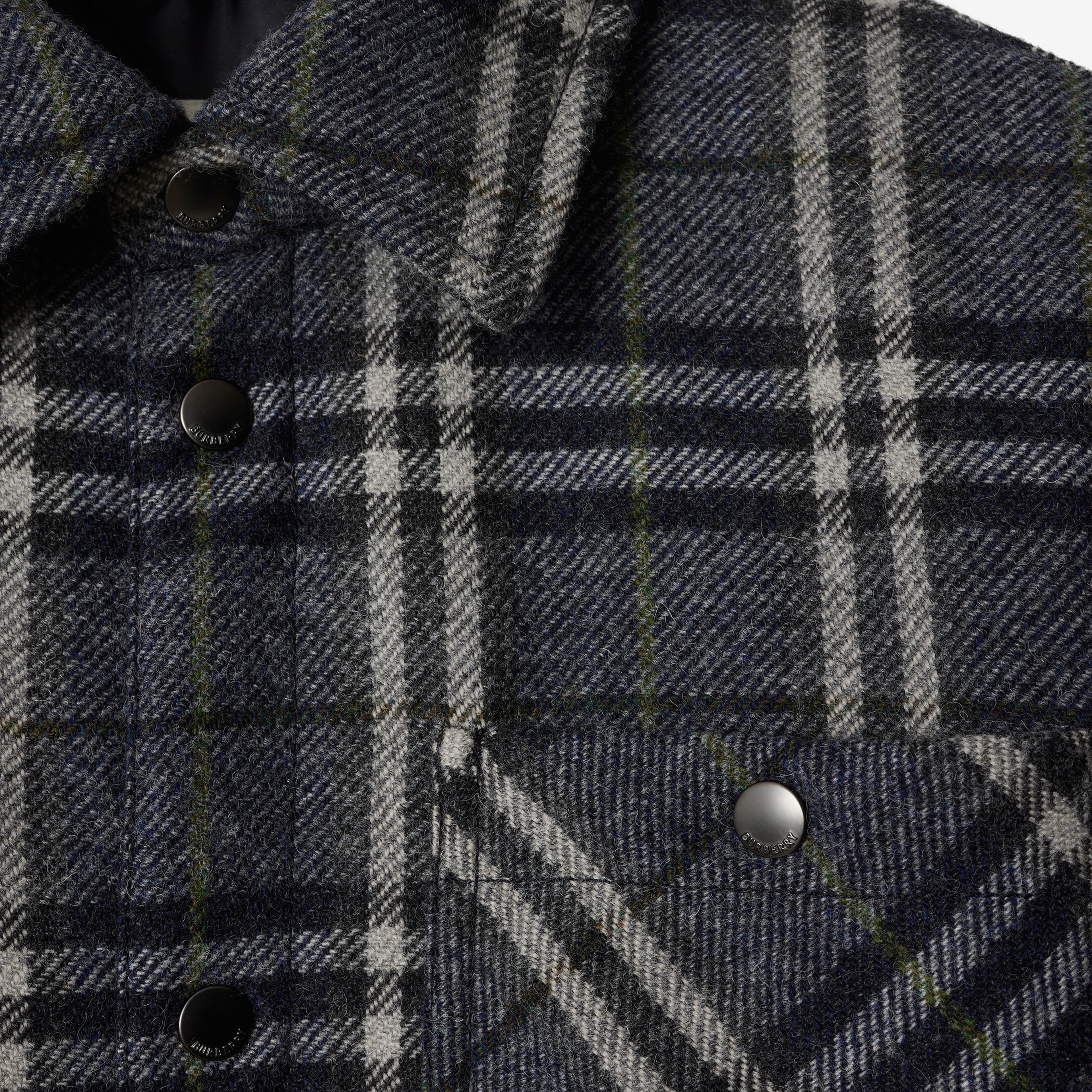 Burberry Giu Wool Overshirt Erkek Lacivert Mont