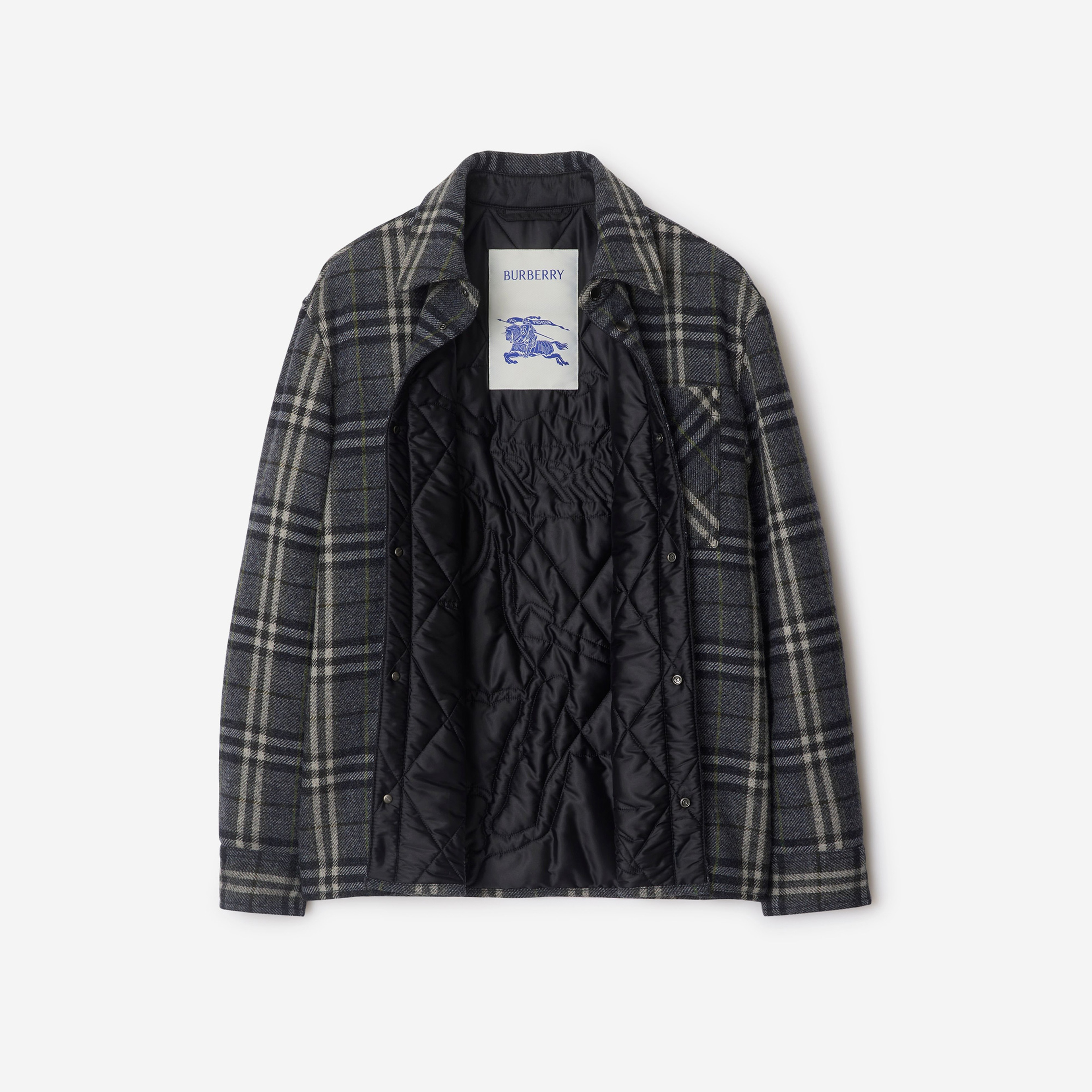 Burberry Giu Wool Overshirt Erkek Lacivert Mont