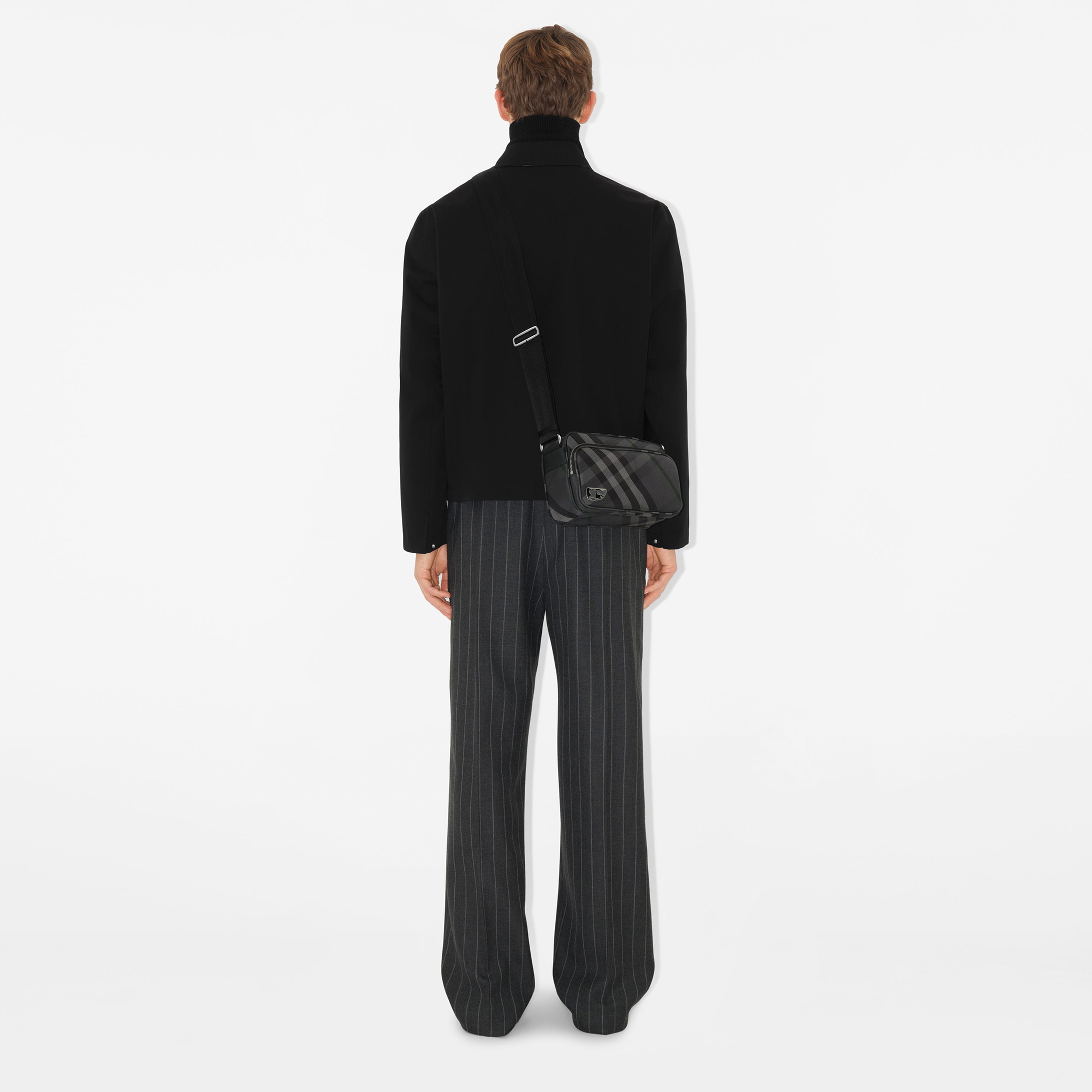 Burberry Heritage Grid Crossbody Erkek Gri Omuz Çantası
