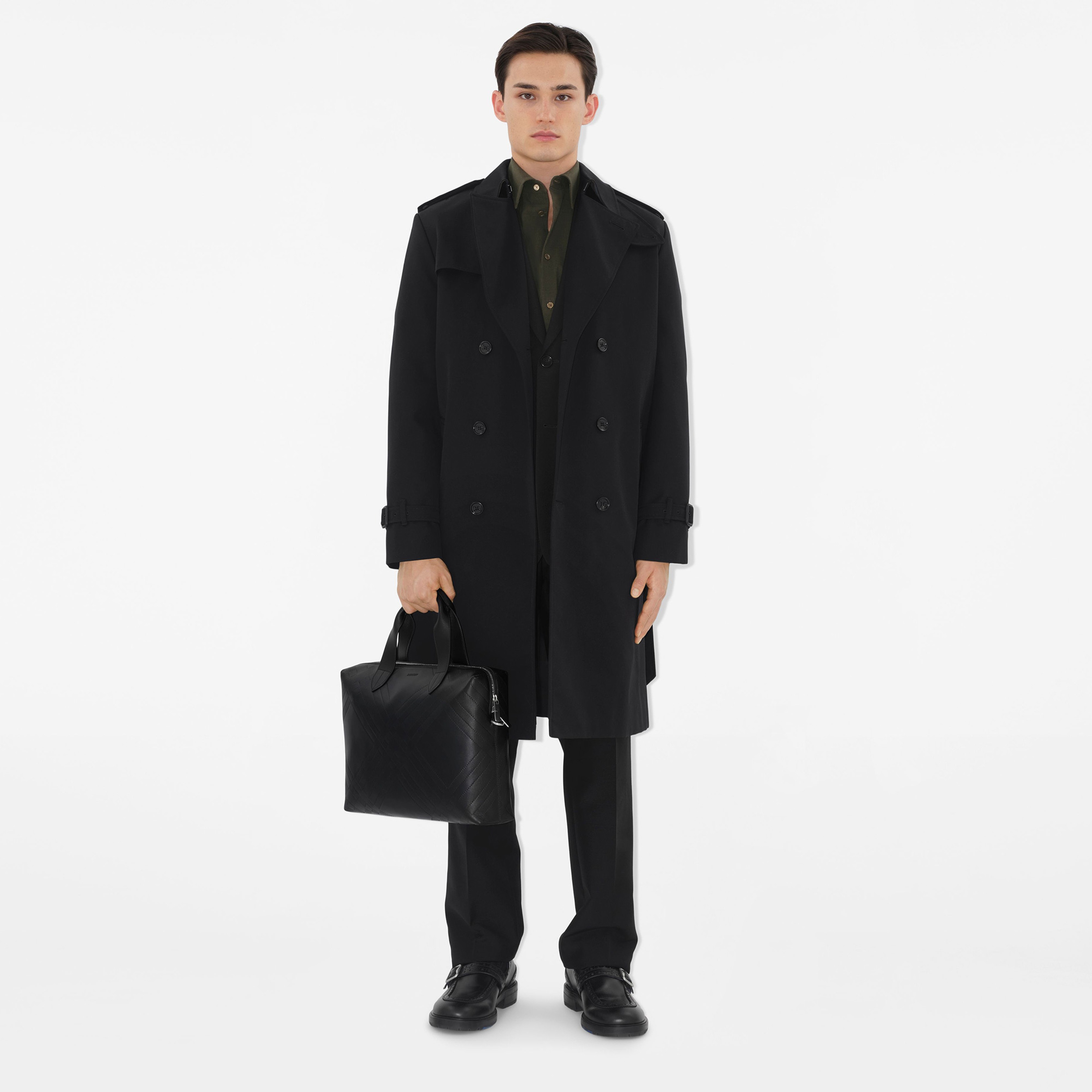 Burberry E5L Embossed Briefcase Erkek Siyah El Çantası