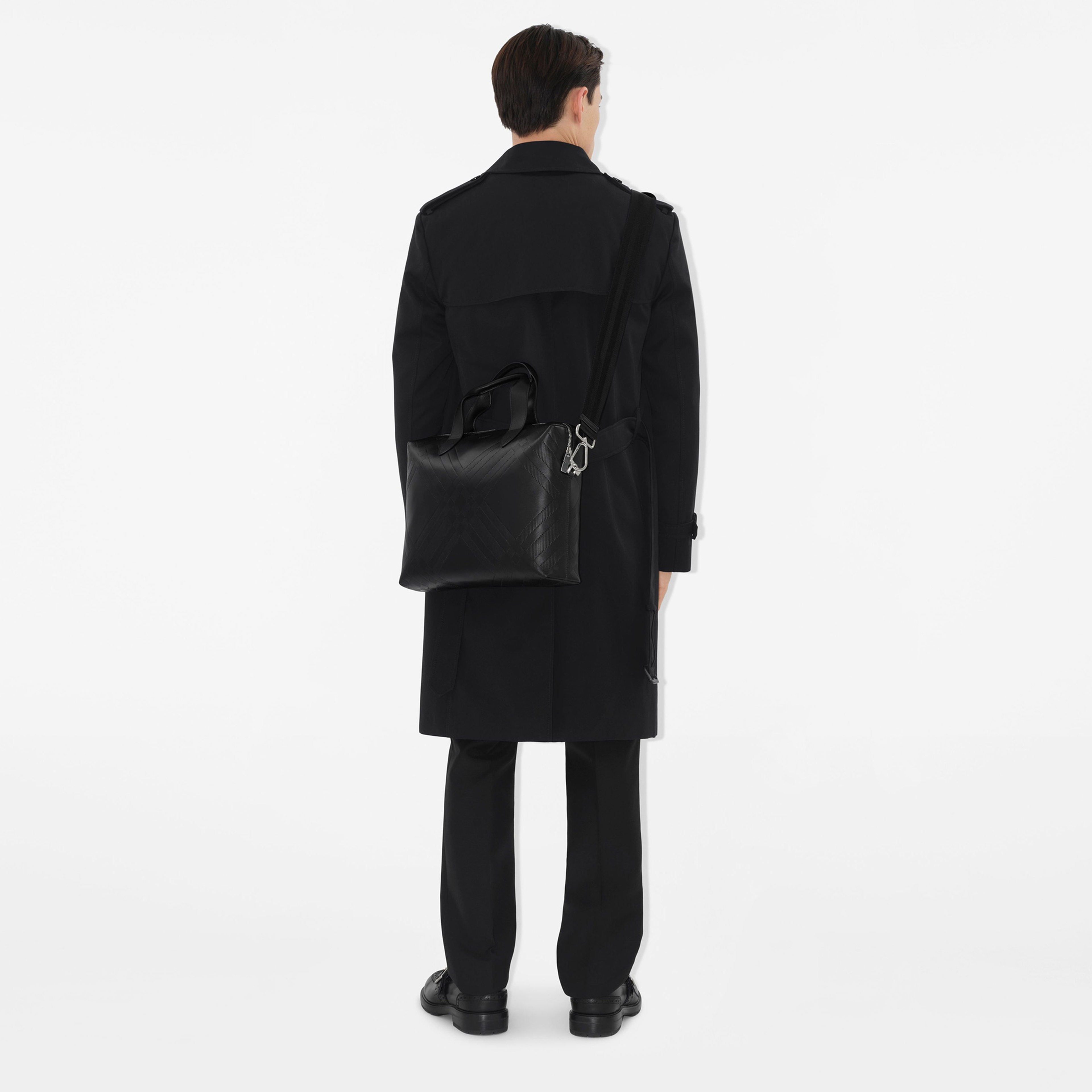 Burberry E5L Embossed Briefcase Erkek Siyah El Çantası