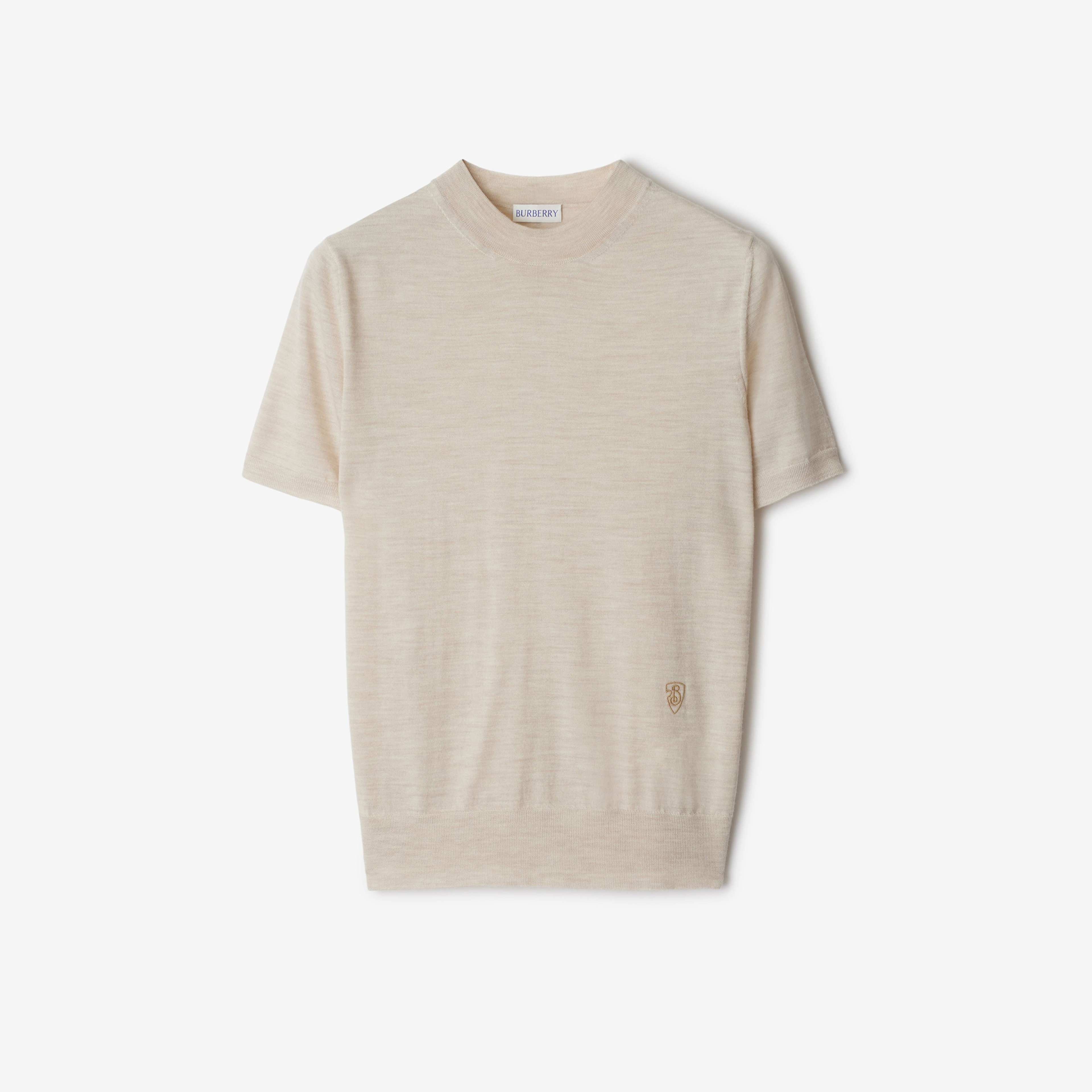 Burberry Pai Wool Top Kadın Krem Yün T-Shirt
