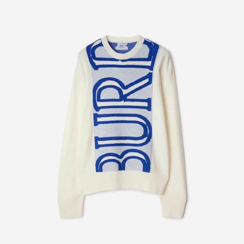 Burberry Fio Logo Wool Erkek Beyaz Kazak