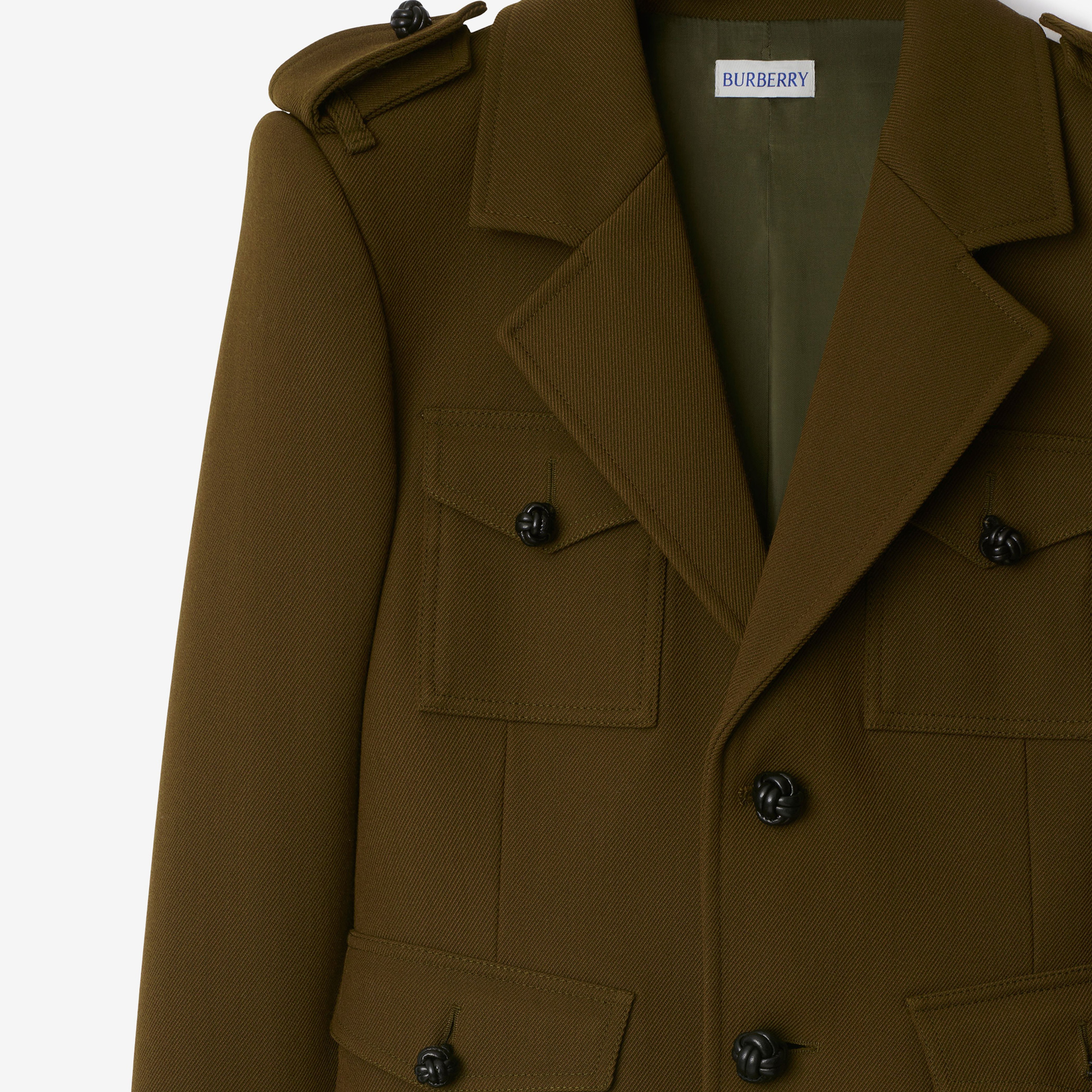 Burberry Nylon Wool Blend Tailored Kadın Haki Ceket