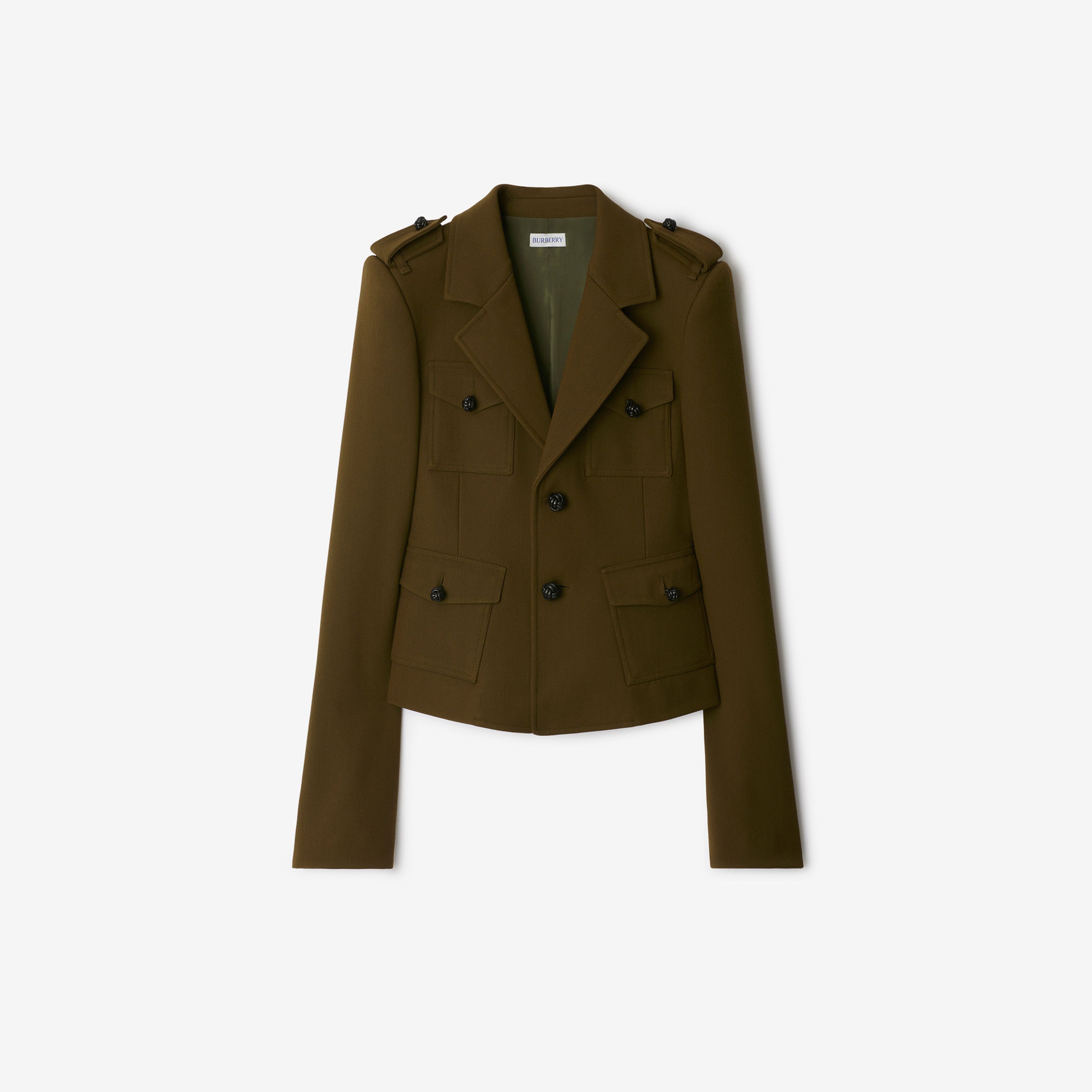 Burberry Nylon Wool Blend Tailored Kadın Haki Ceket