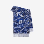 Burberry Carousel Cashmere Kadın Lacivert Atkı