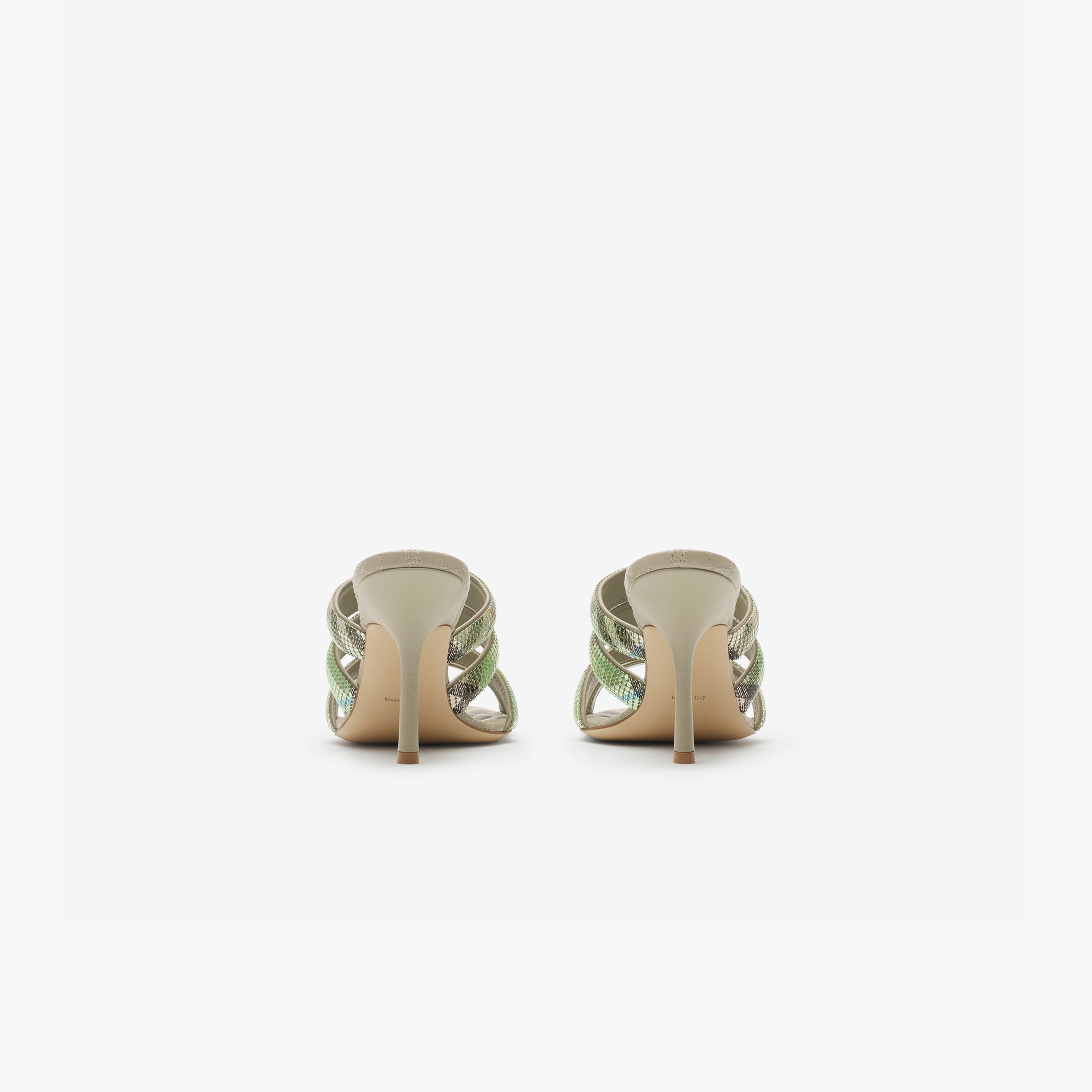 Burberry Mesh Mews Strap Mules Kadın Haki Topuklu Terlik