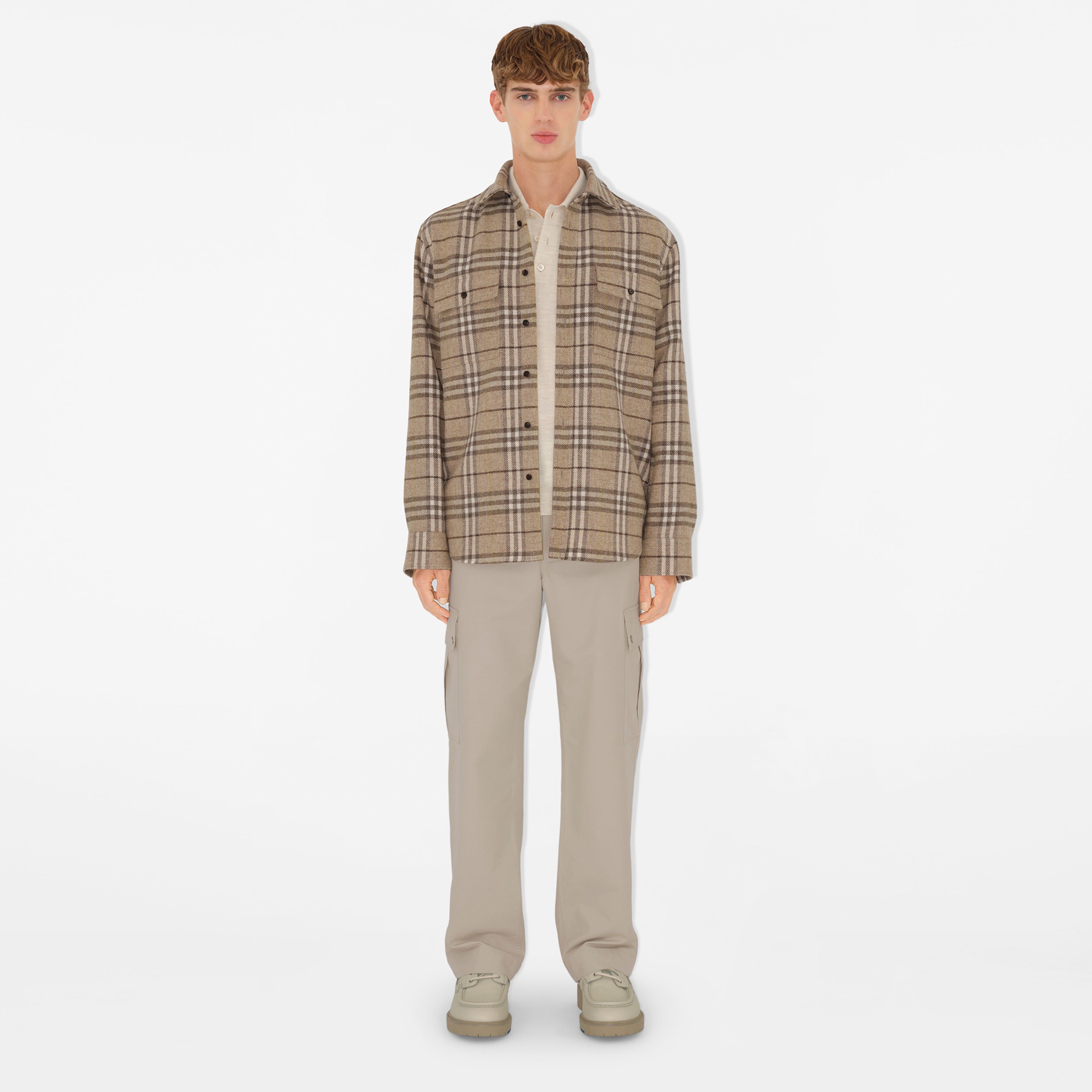 Burberry Ros Oversized Wool Erkek Bej Gömlek