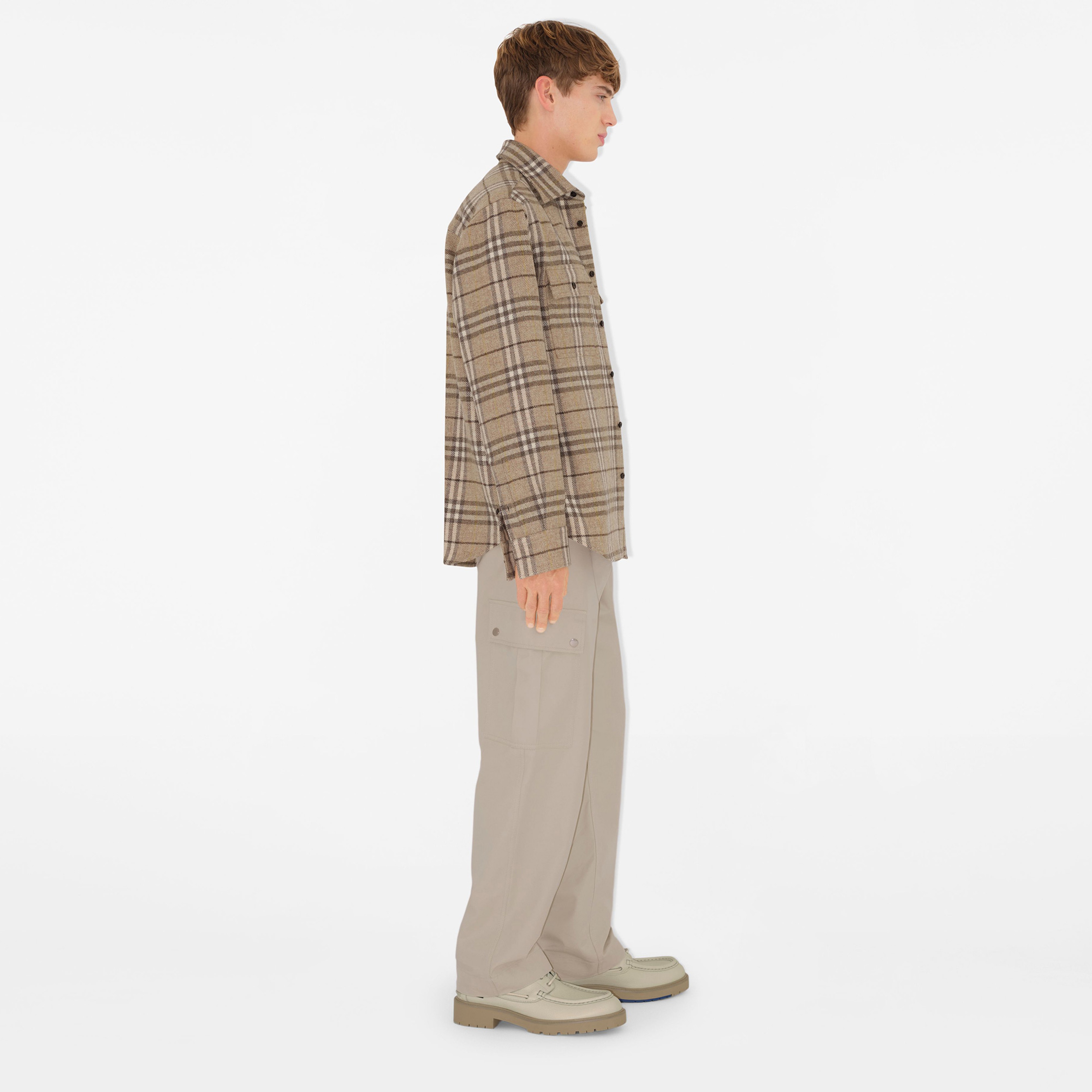 Burberry Ros Oversized Wool Erkek Bej Gömlek