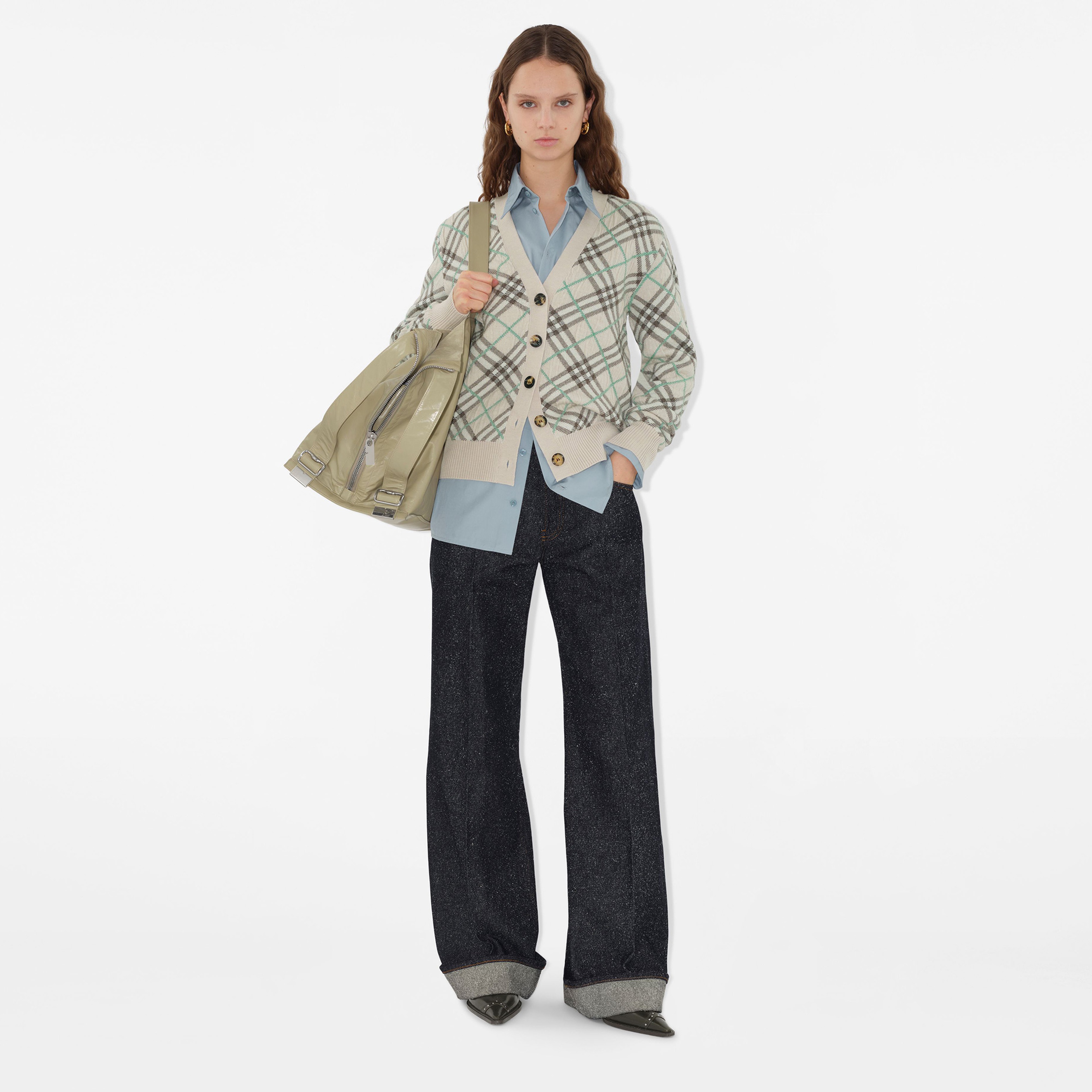 Burberry Smt Wool Mohair Blend Cardigan Kadın Bej Hırka