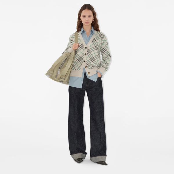 Burberry Smt Wool Mohair Blend Cardigan Kadın Bej Hırka