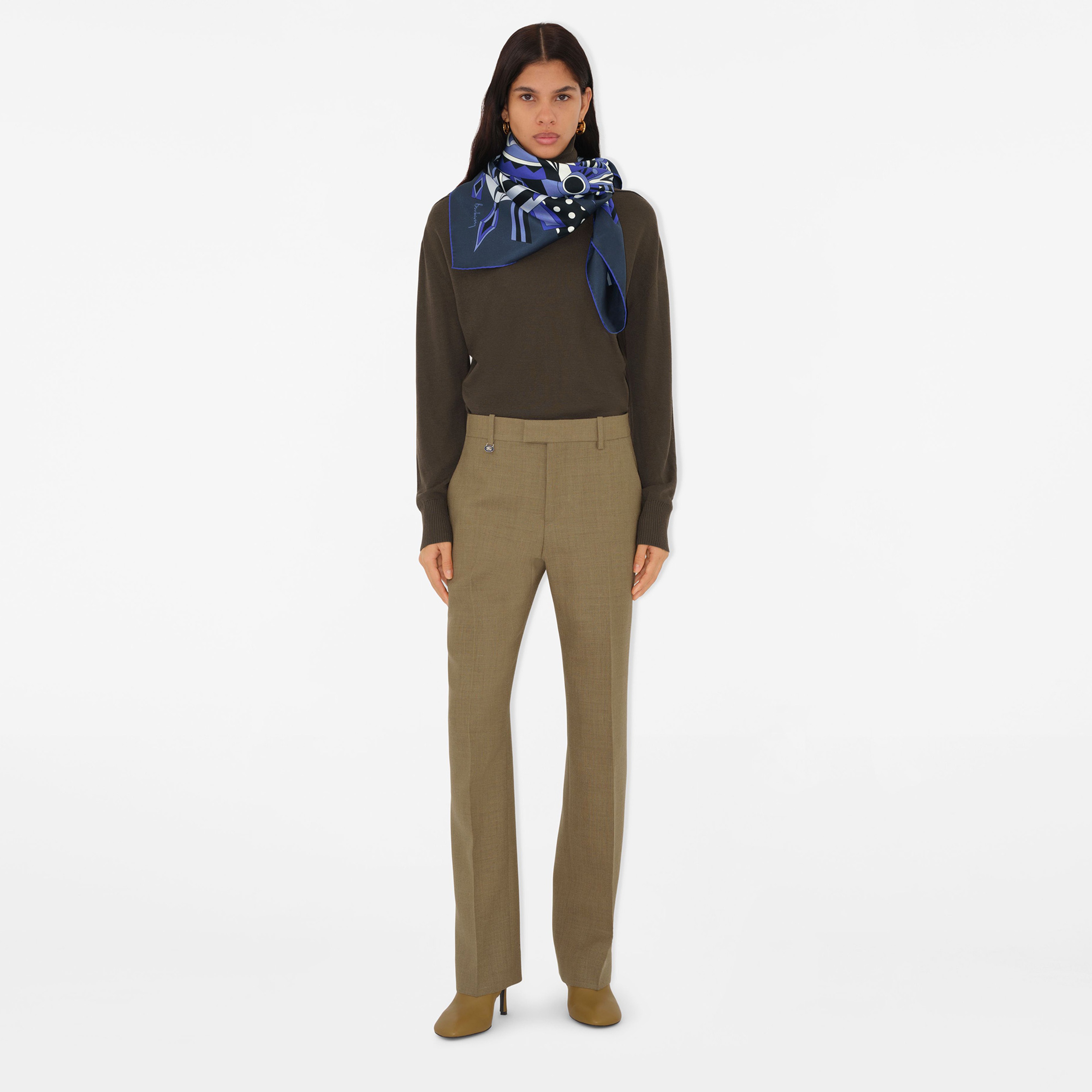 Burberry Carousel Silk Kadın Mavi Şal