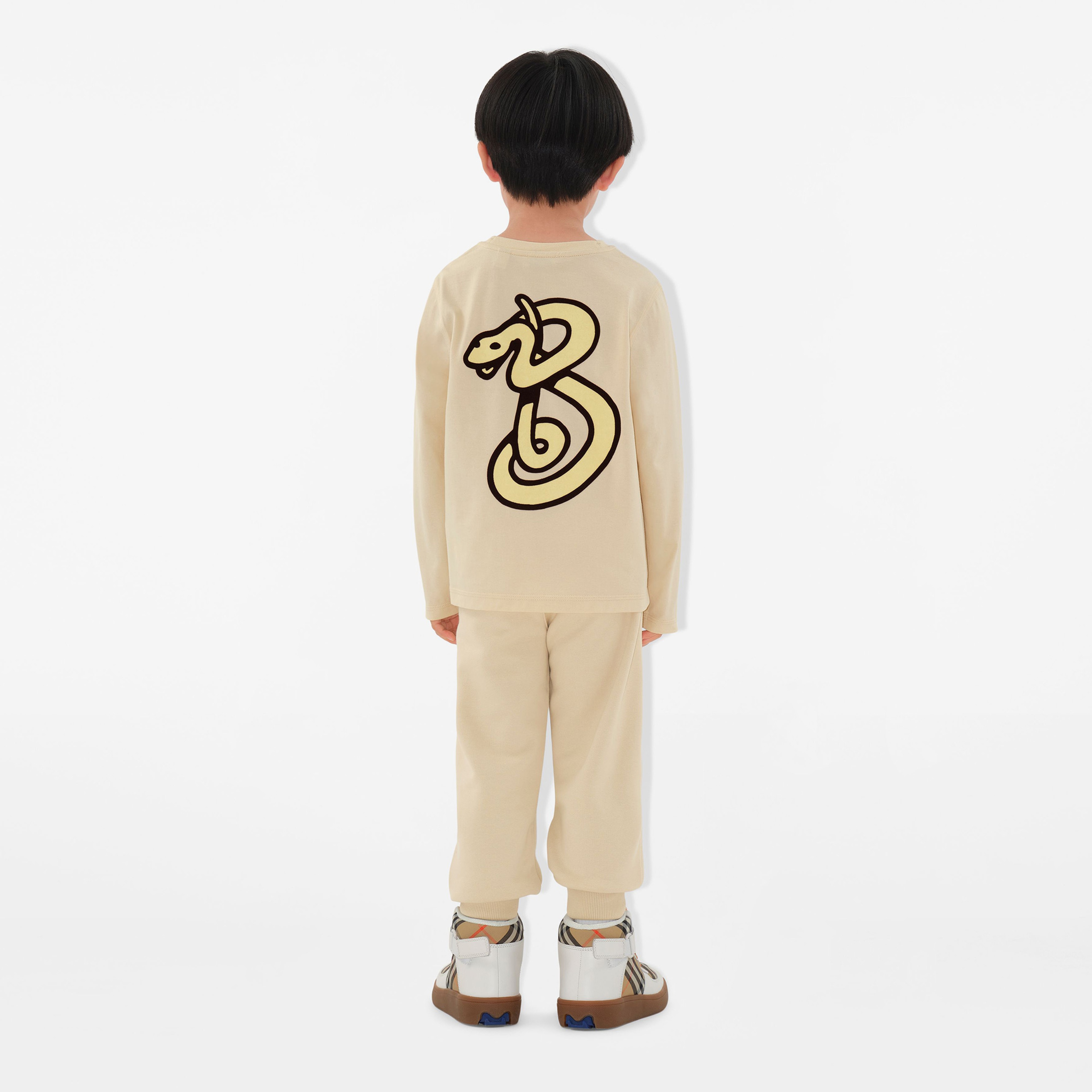 Burberry Kooper Snake Cotton Top Çocuk Krem T-Shirt