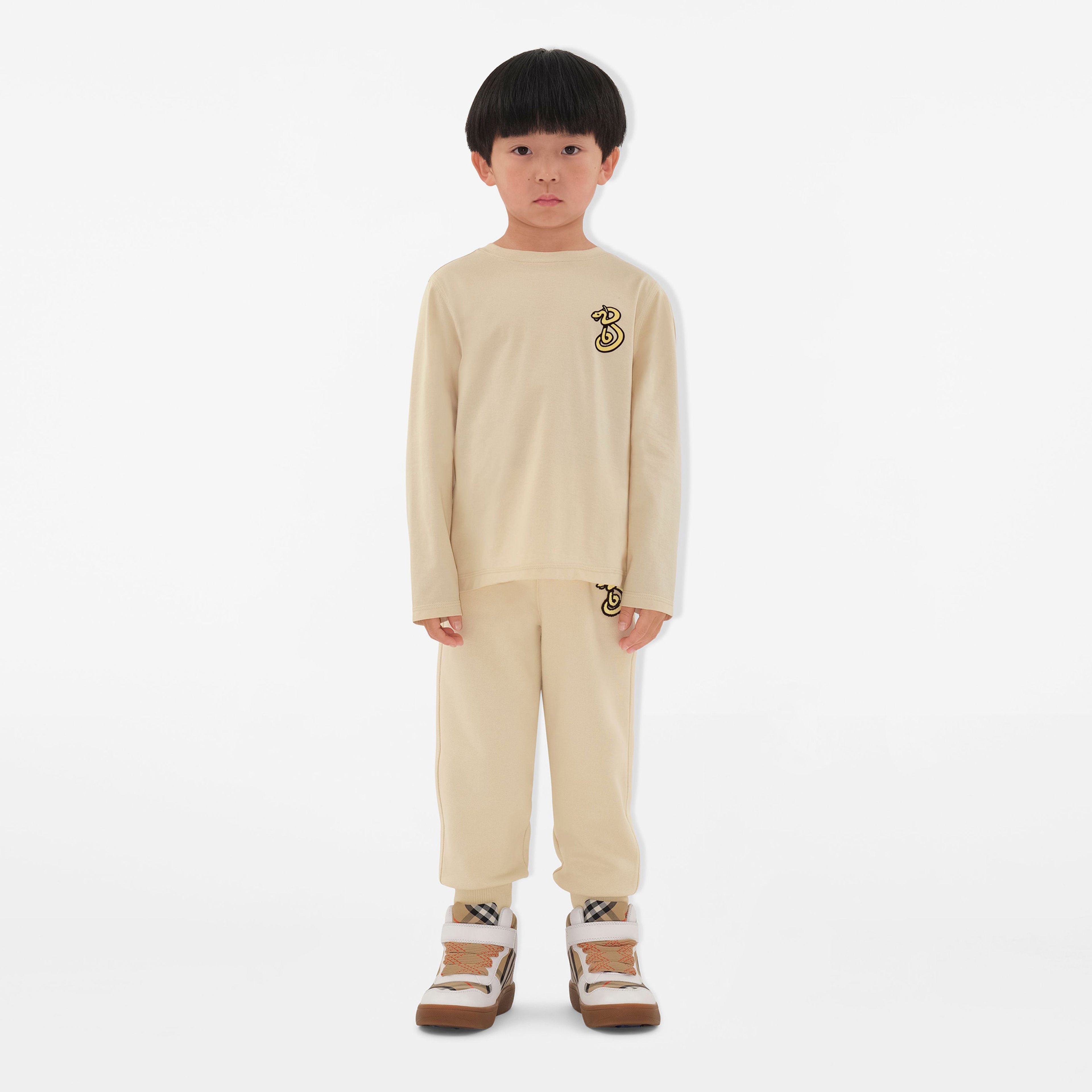 Burberry Kooper Snake Cotton Top Çocuk Krem T-Shirt