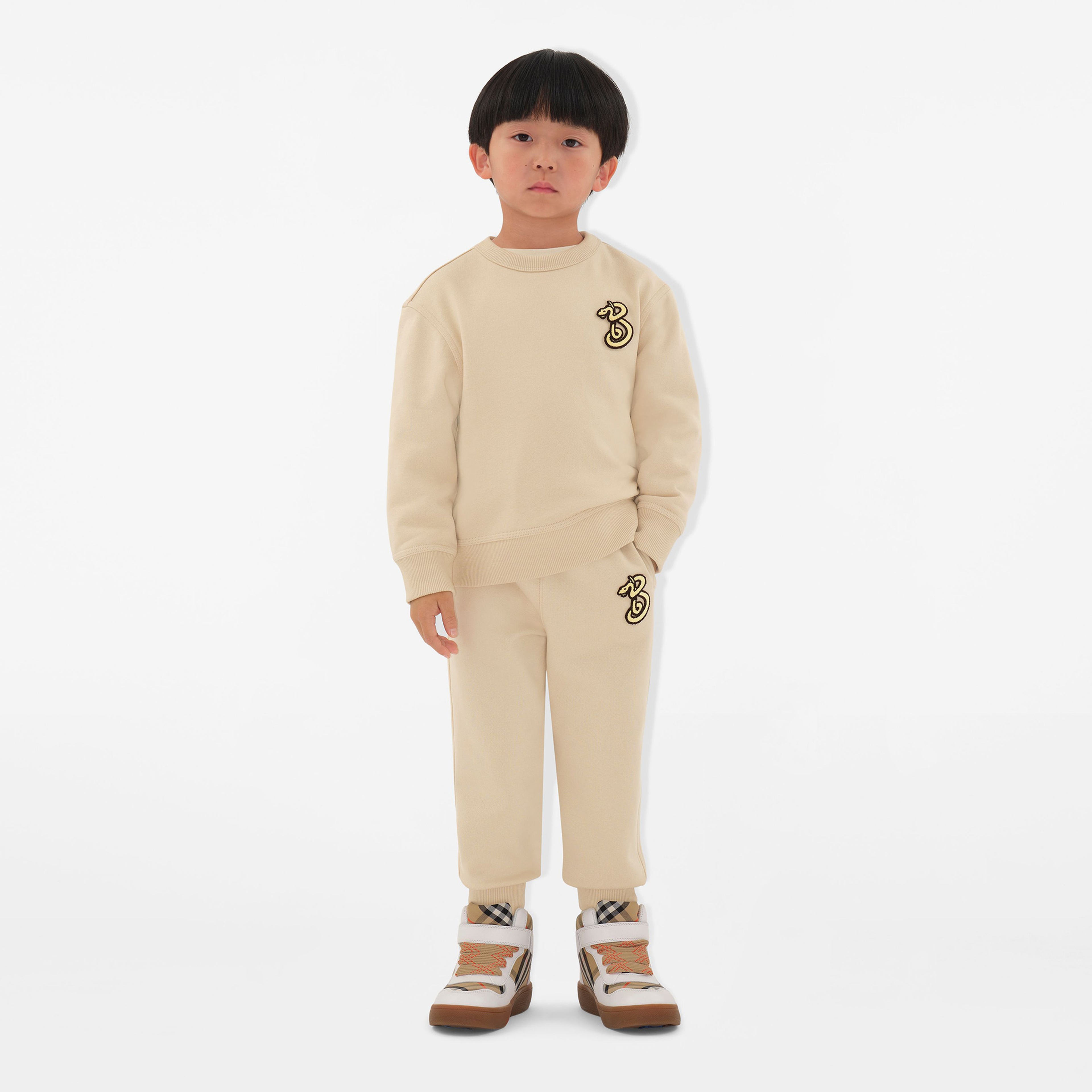 Burberry Matthew Snake Cotton Çocuk Krem Sweatshirt