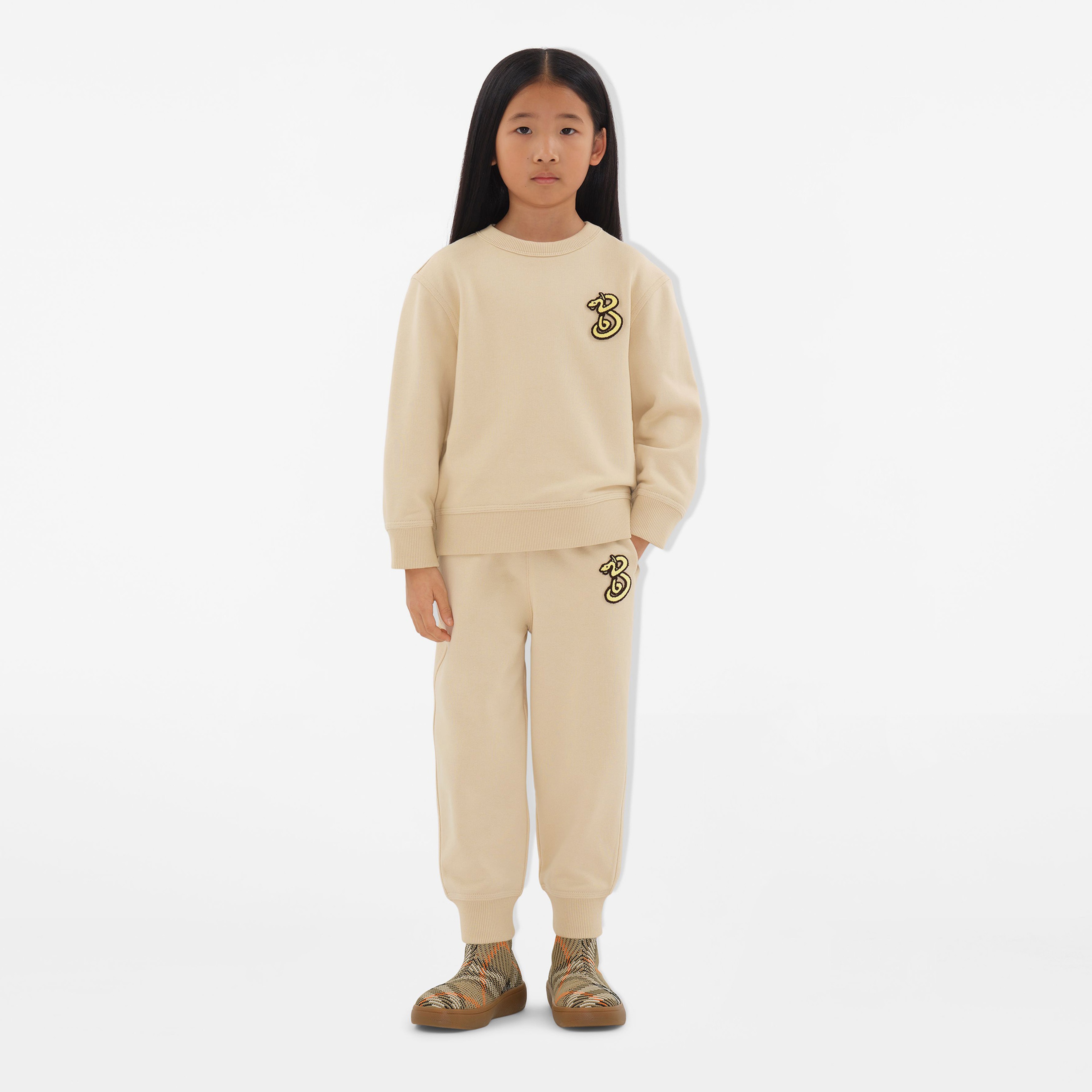 Burberry Matthew Snake Cotton Çocuk Krem Sweatshirt
