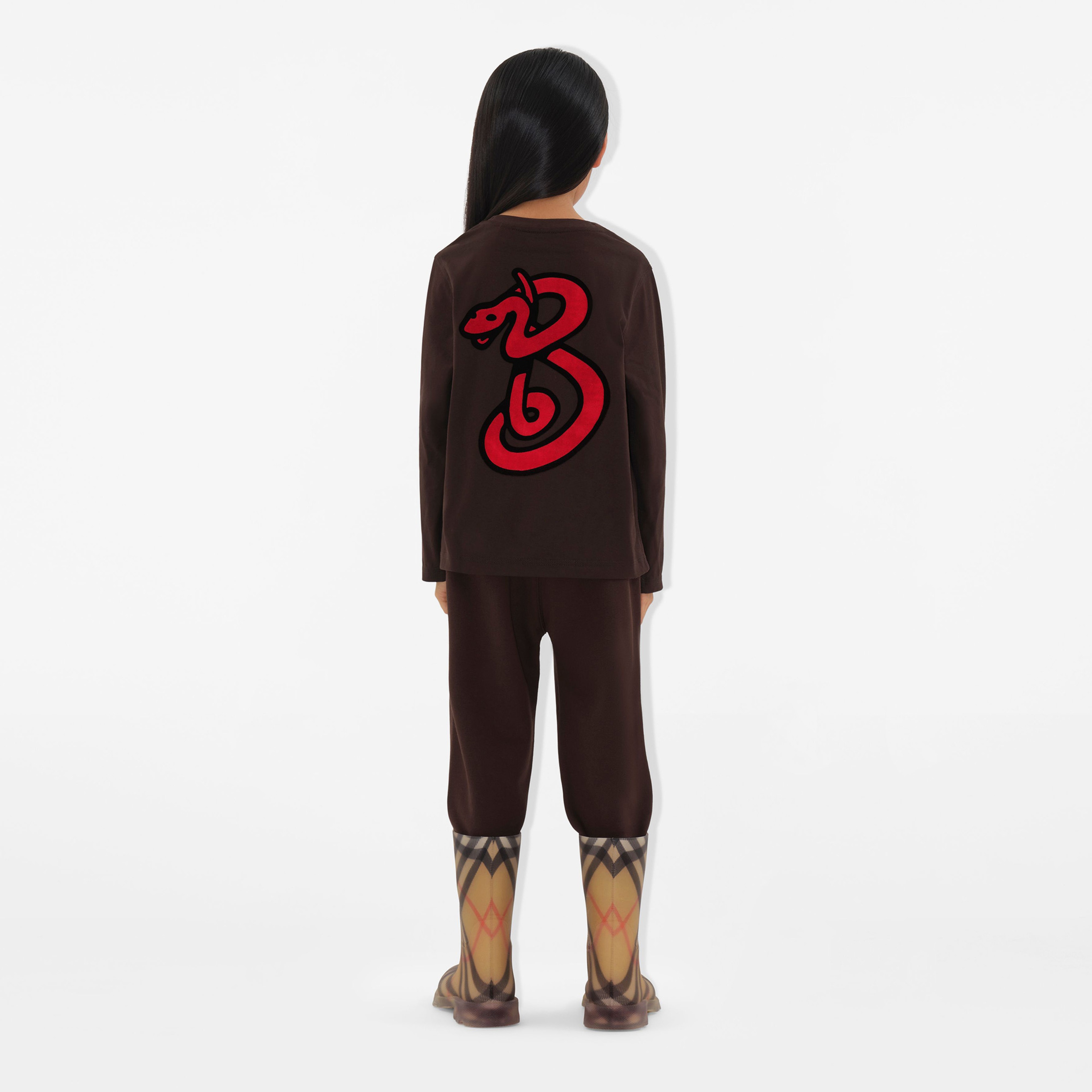 Burberry Kooper Snake Cotton Top Çocuk Siyah T-Shirt