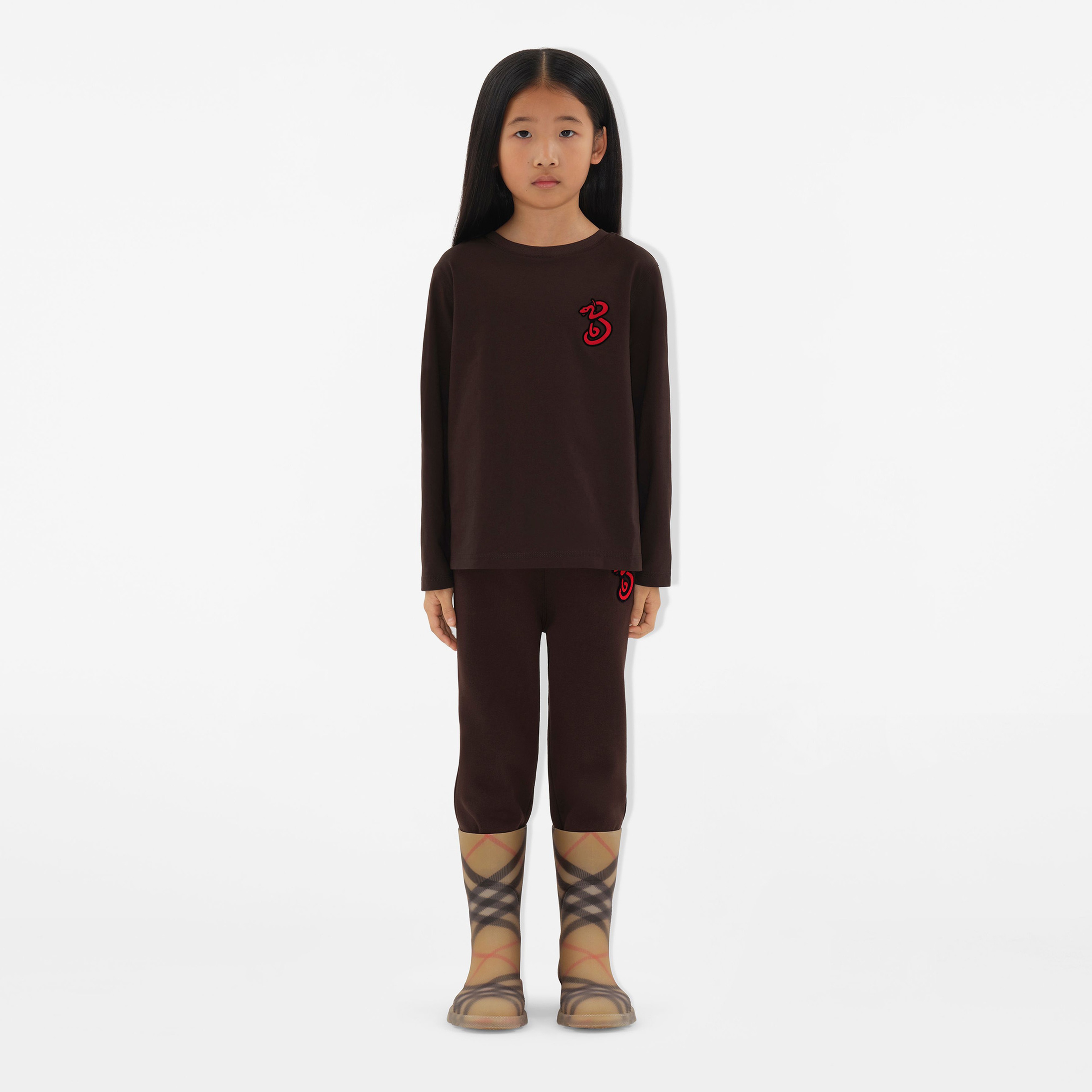 Burberry Kooper Snake Cotton Top Çocuk Siyah T-Shirt