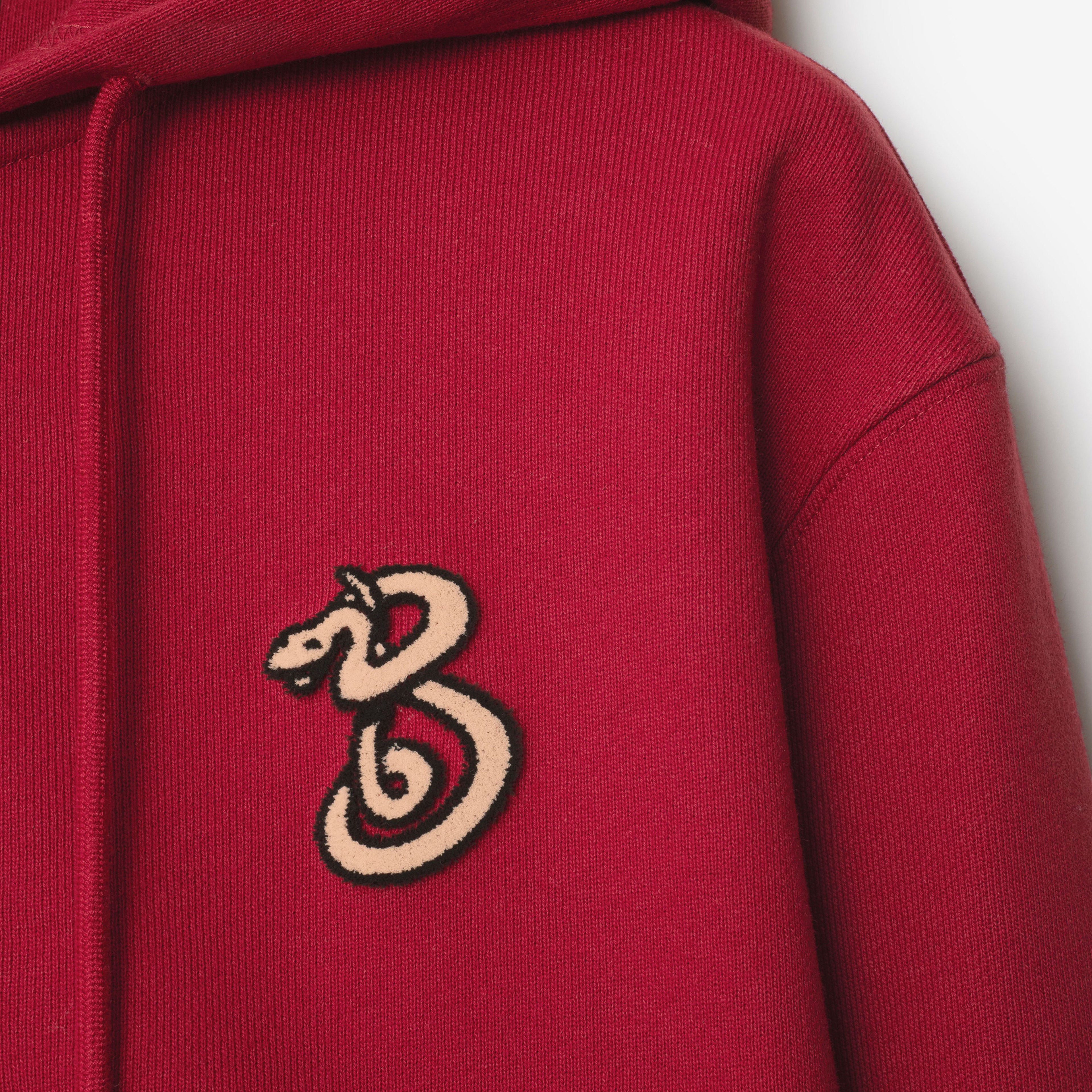 Burberry Lny25 Ots Snake Cotton Zip Kadın Kırmızı Hoodie