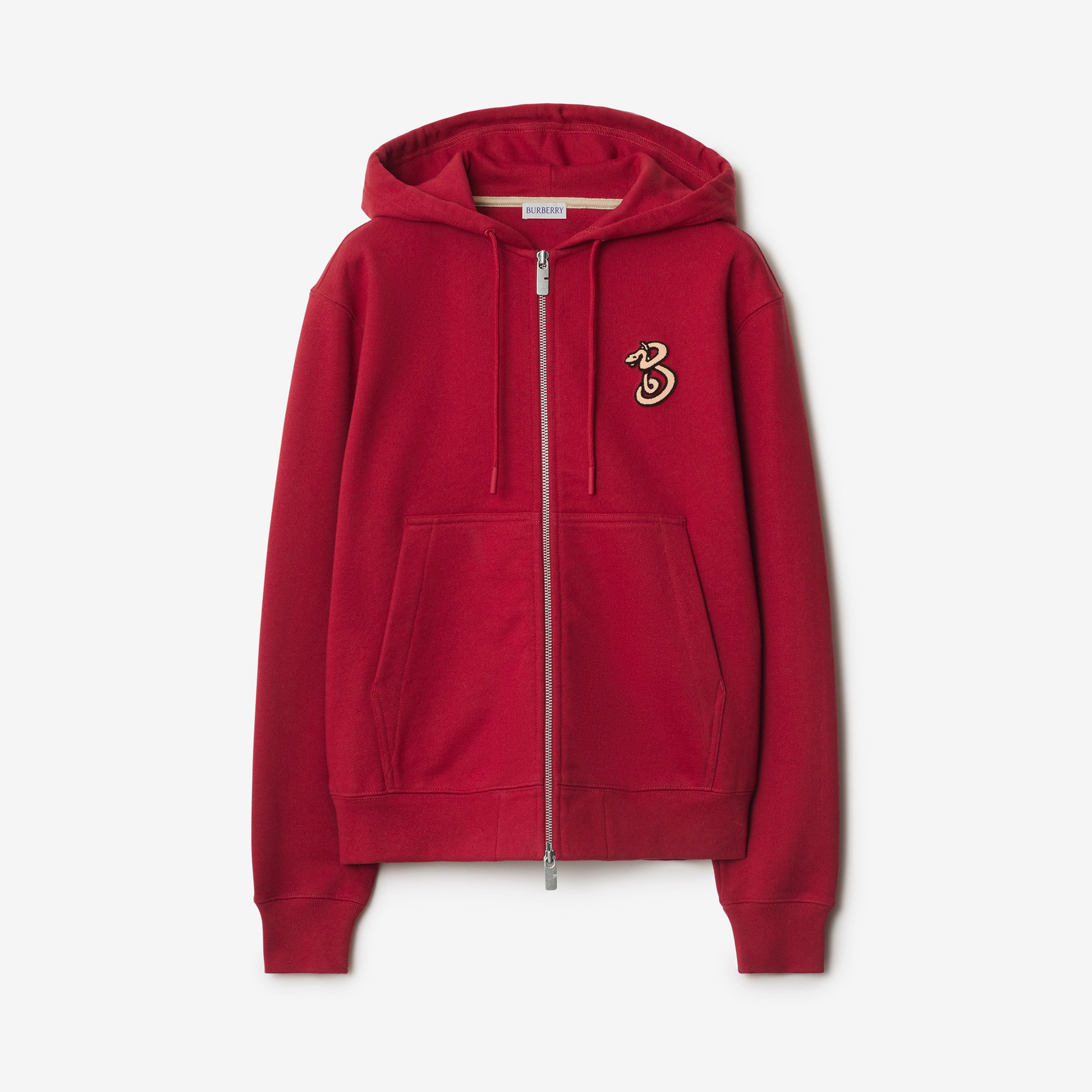 Burberry Lny25 Ots Snake Cotton Zip Kadın Kırmızı Hoodie