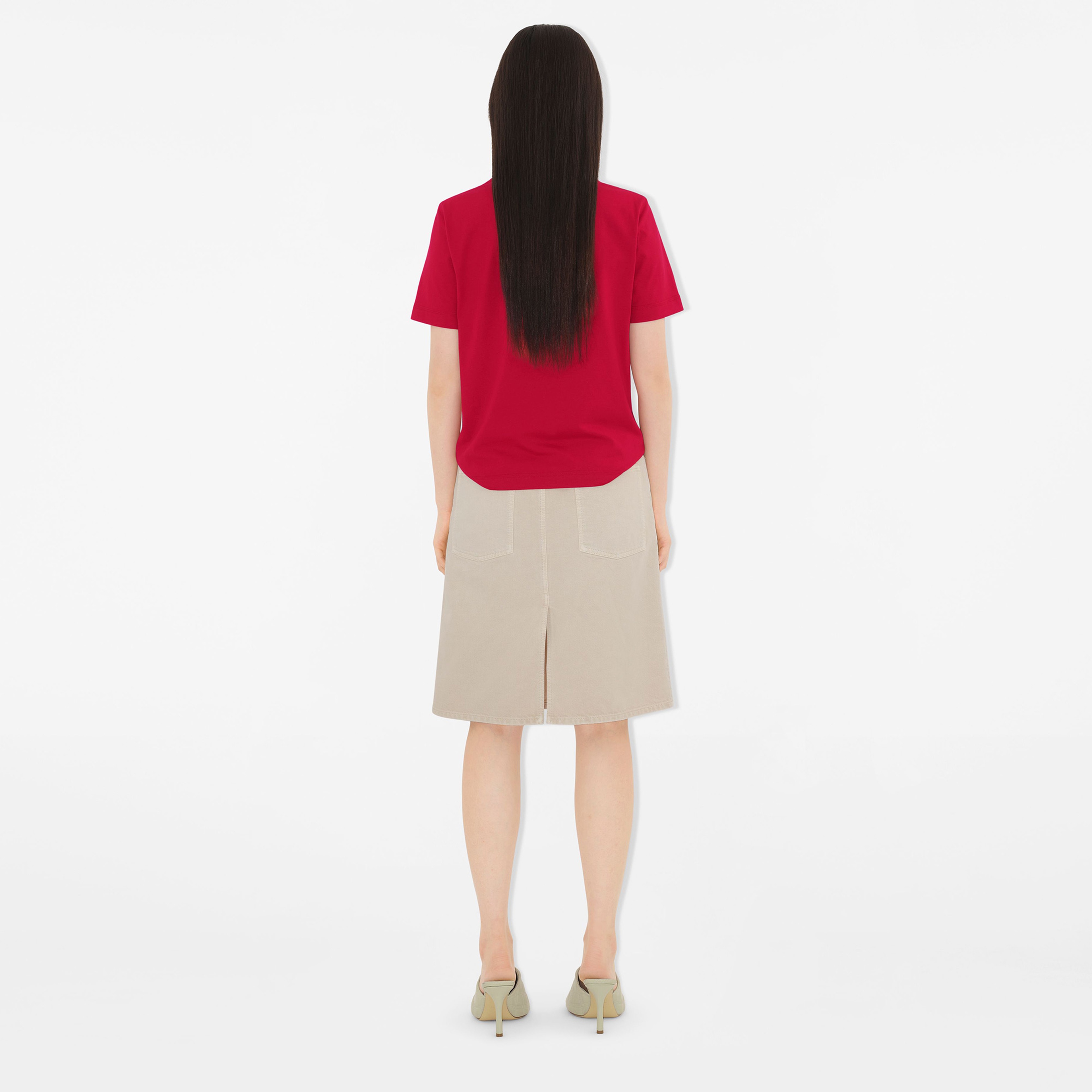 Burberry Lny25 Ots Snake Cotton Kadın Kırmızı T-Shirt