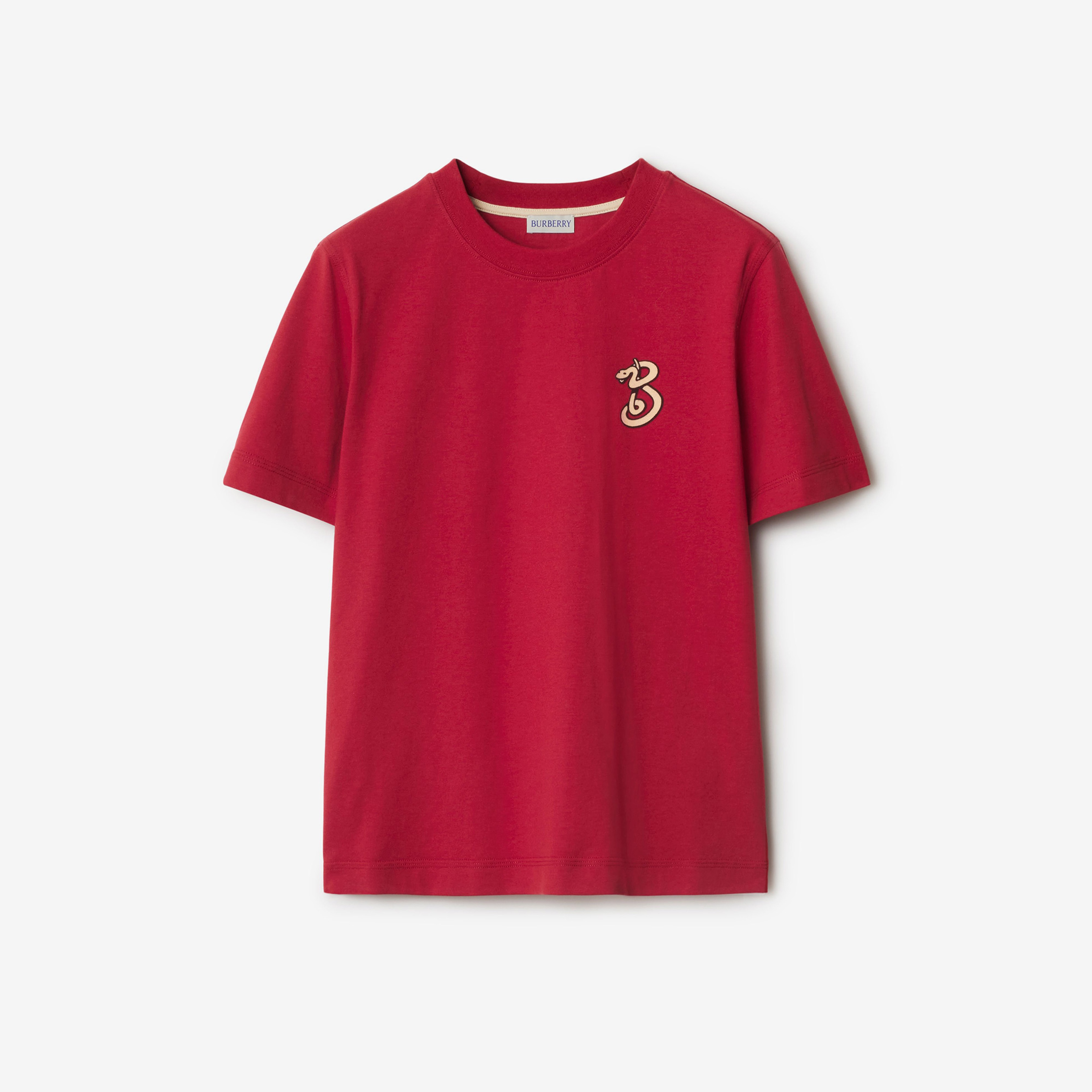 Burberry Lny25 Ots Snake Cotton Kadın Kırmızı T-Shirt