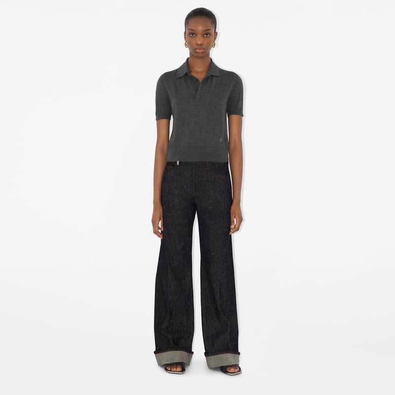 Burberry Pai Wool Kadın Gri Polo