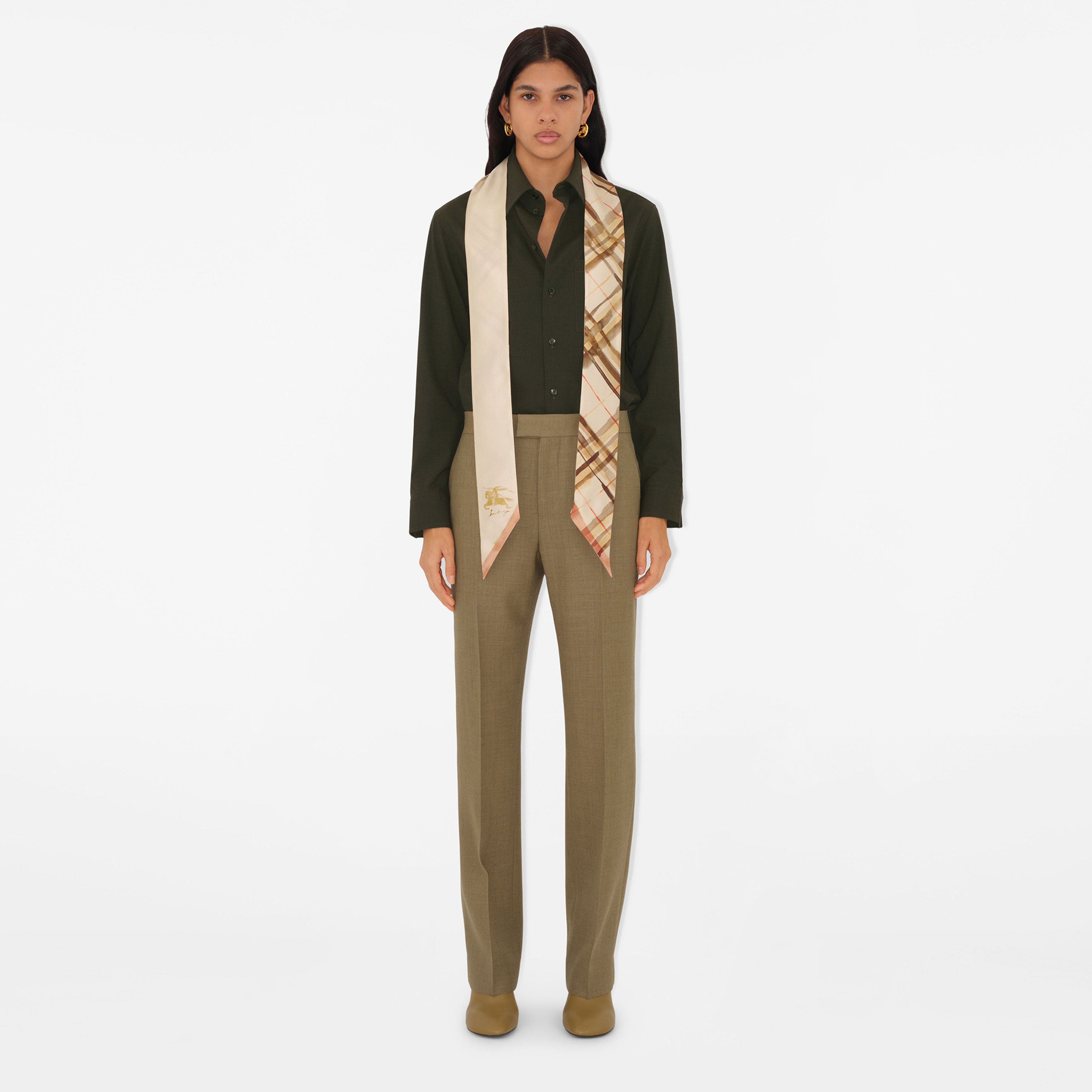 Burberry Col Skinny Reversible Silk Kadın Krem Şal