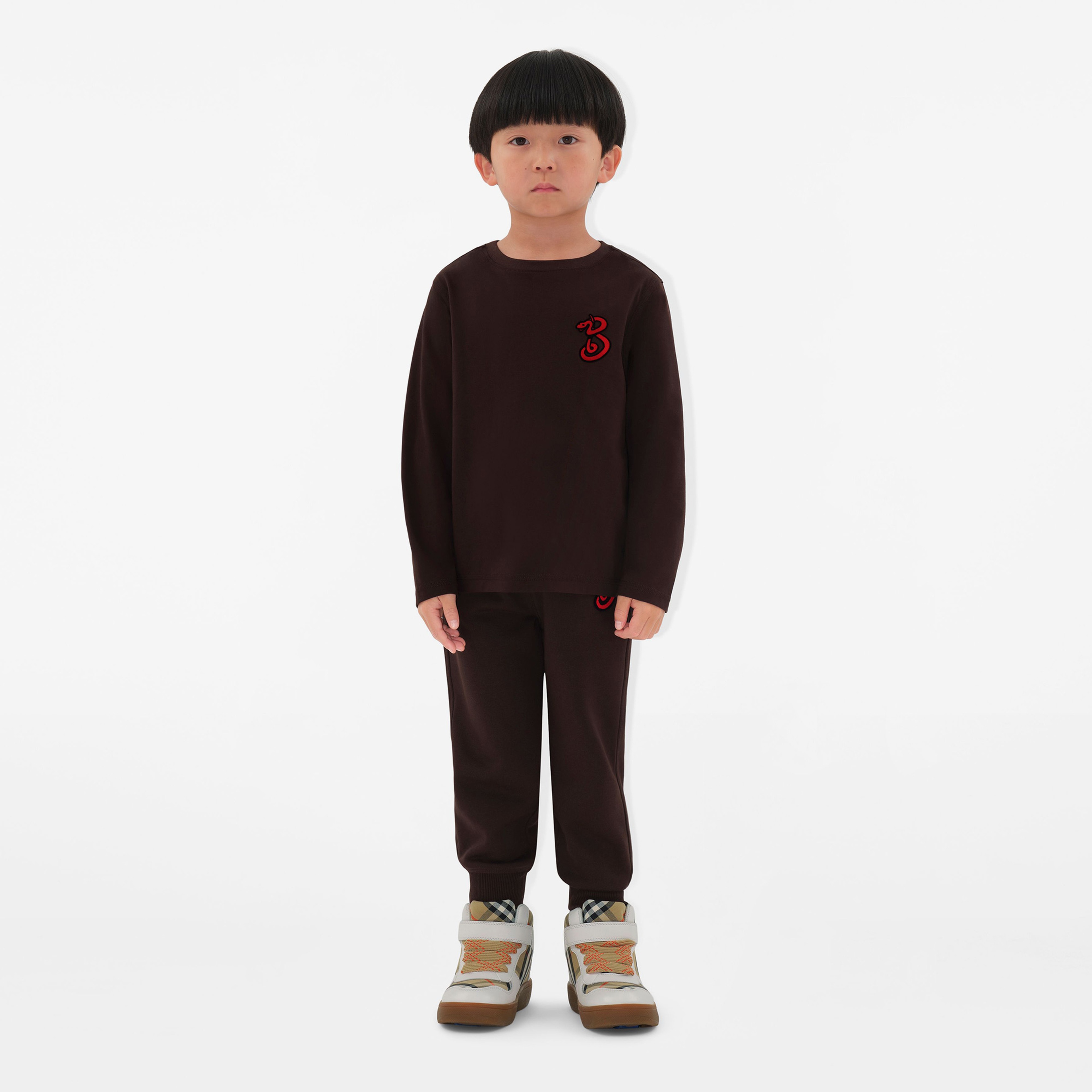 Burberry Kooper Snake Cotton Top Çocuk Siyah T-Shirt