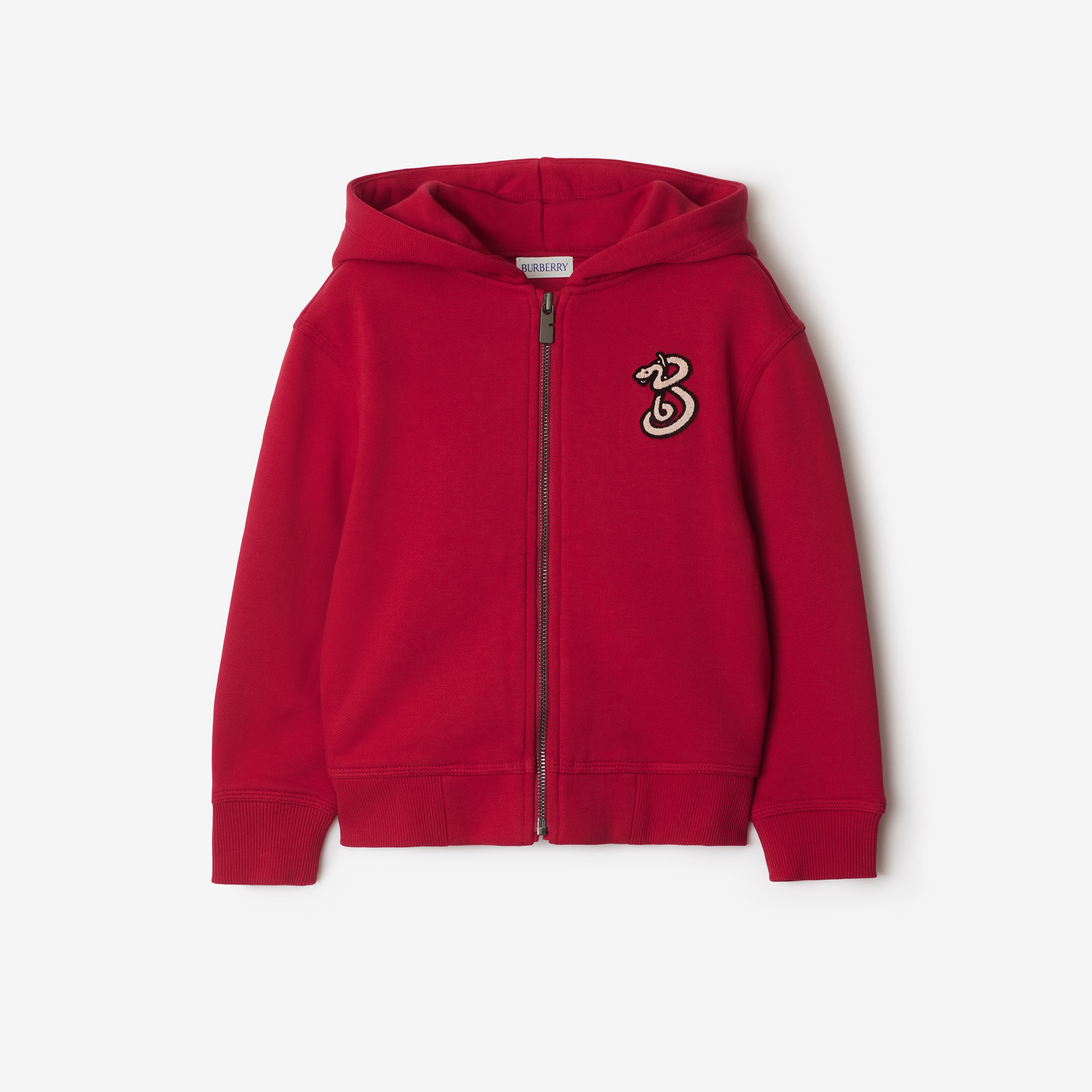 Burberry Clyde Snake Cotton Zip Çocuk Kırmızı Hoodie