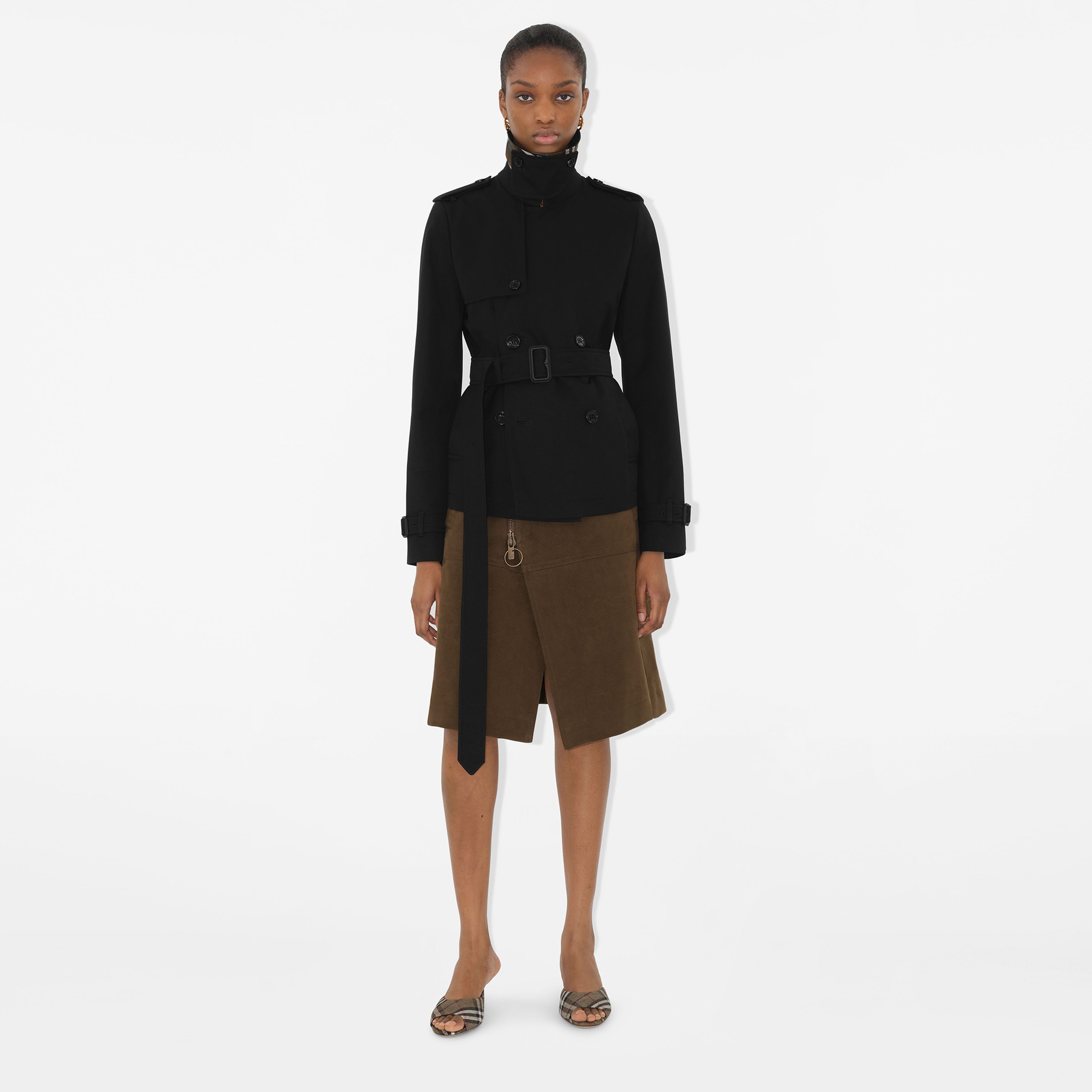 Burberry Cas Cotton Blend Kadın Siyah Trençkot