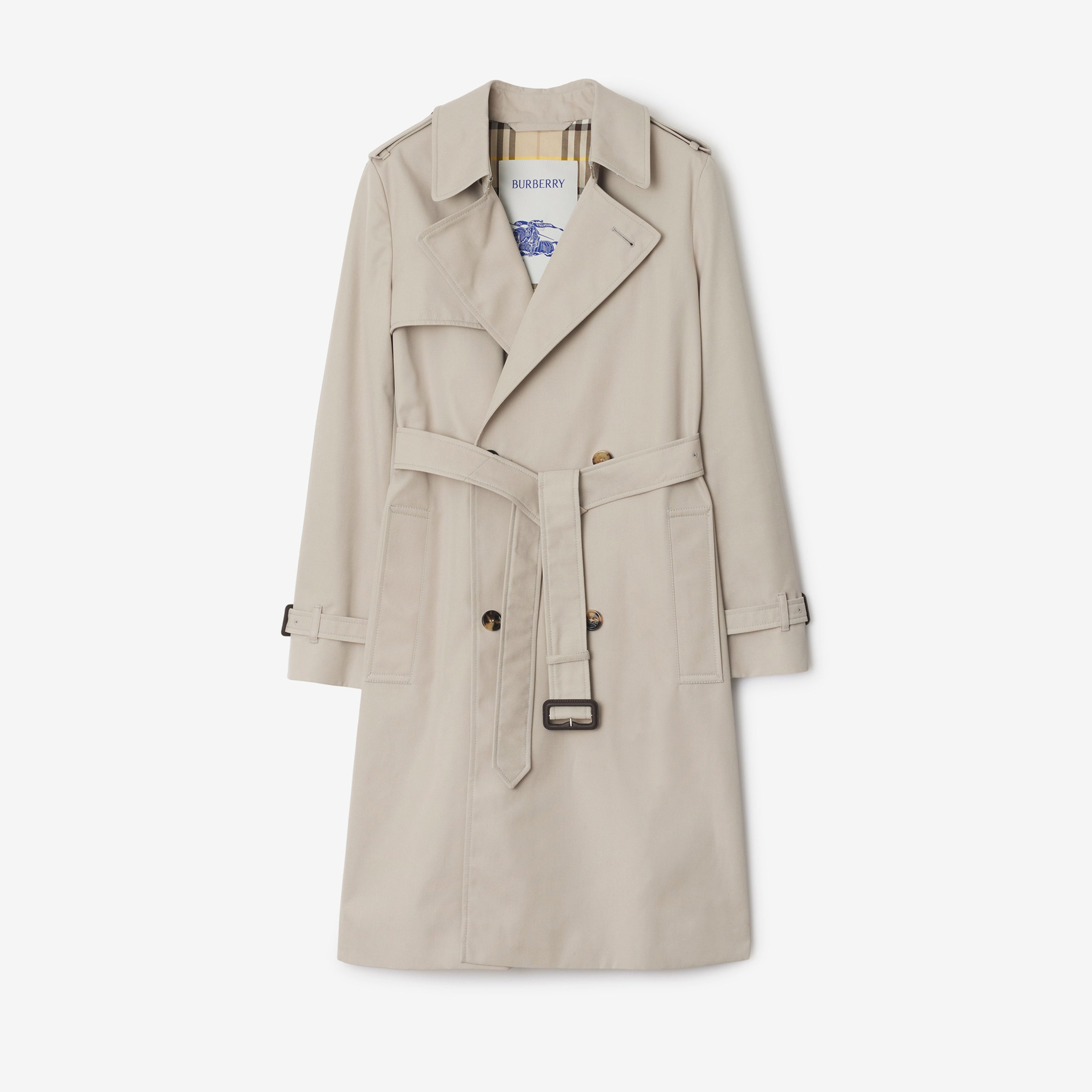 Burberry Cas Mid-Length Cotton Blend Kadın Krem Trençkot